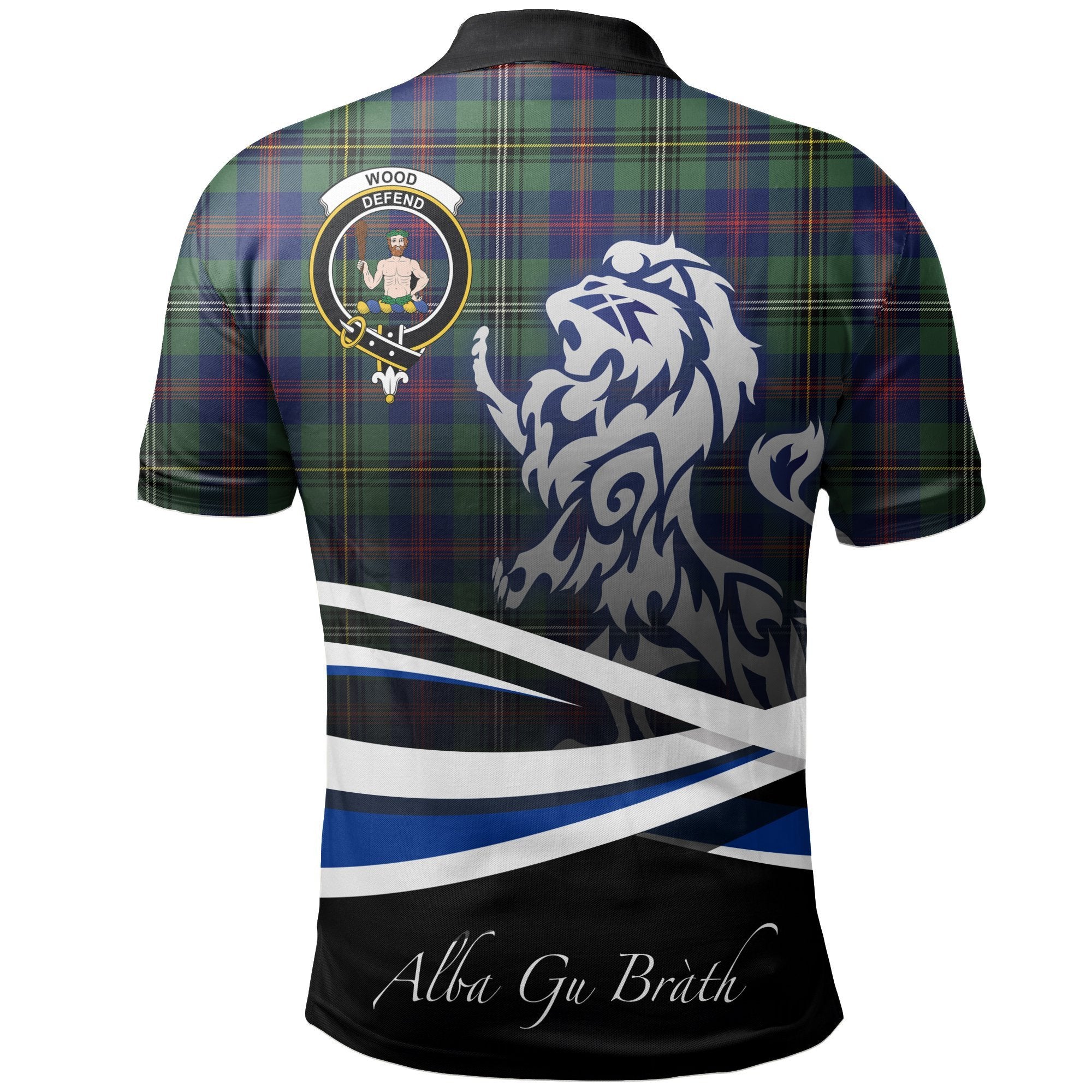 Wood Modern Clan Polo Shirt, Scottish Tartan Wood Modern Clans Polo Shirt Crest Lion Style