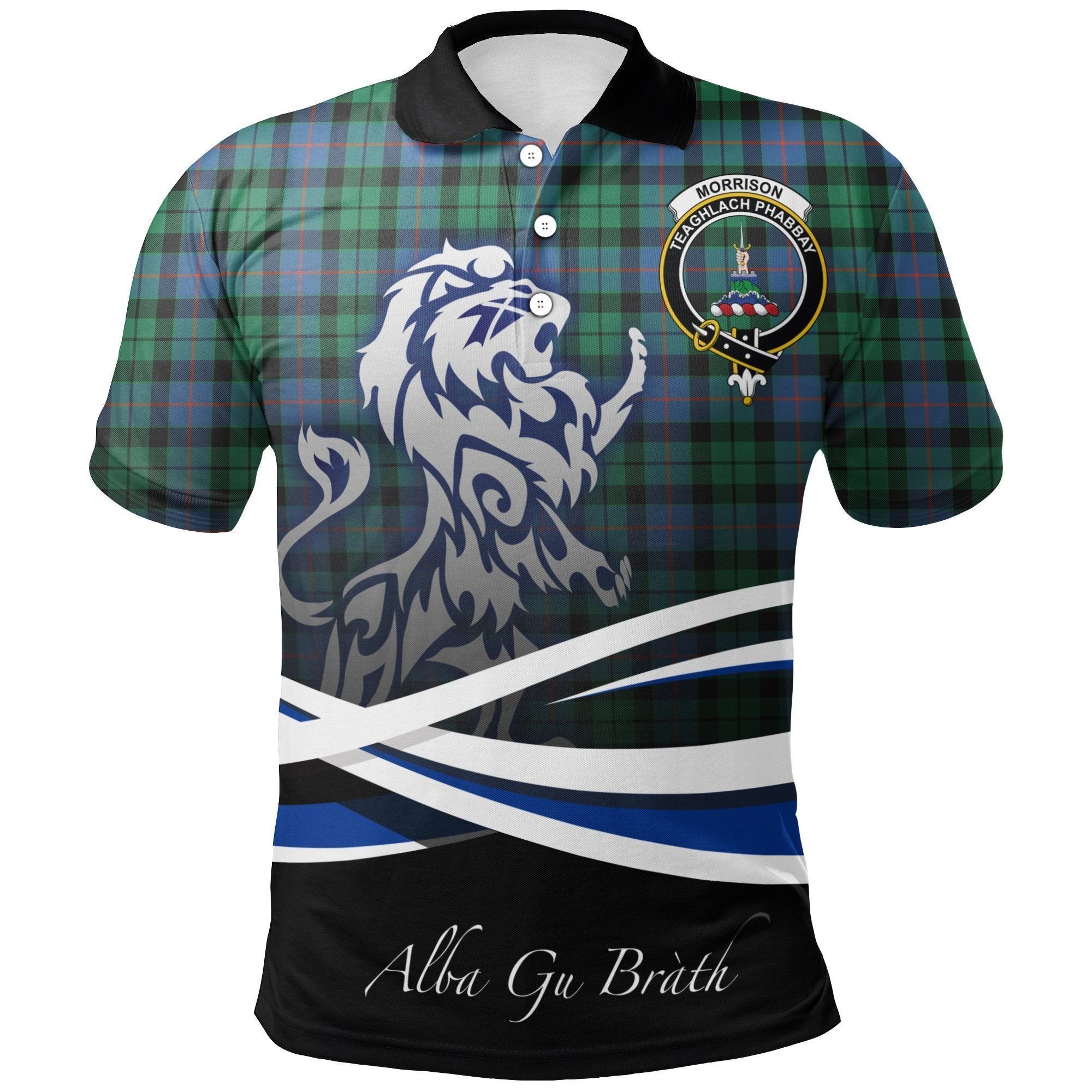 Morrison Ancient Clan Polo Shirt, Scottish Tartan Morrison Ancient Clans Polo Shirt Crest Lion Style