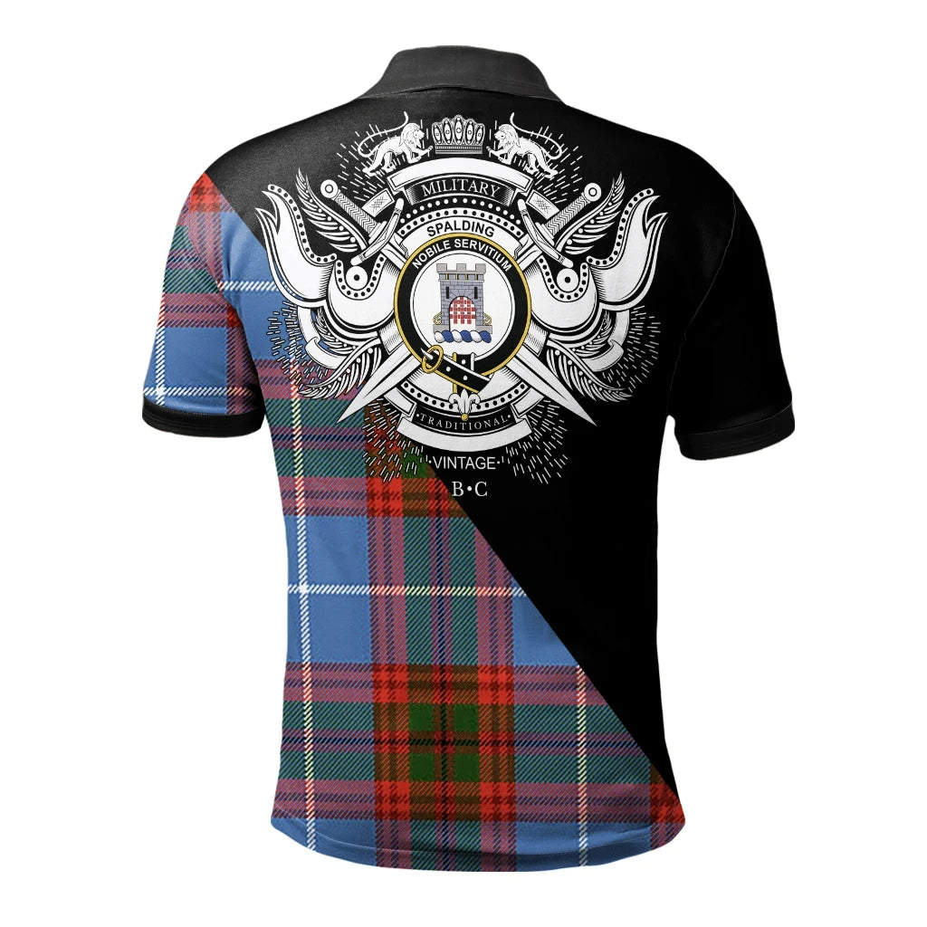 Spalding Clan Polo Shirt, Scottish Tartan Spalding Clans Polo Shirt Military Style