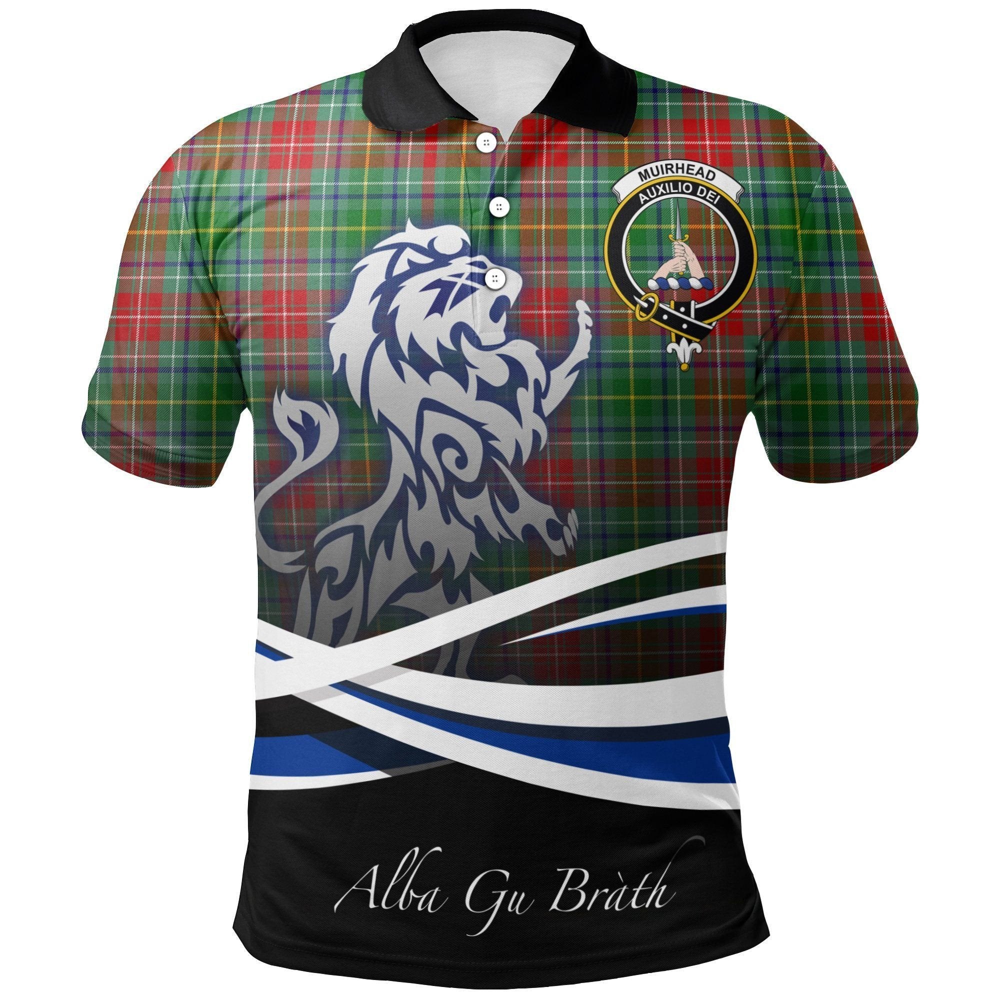 Muirhead Clan Polo Shirt, Scottish Tartan Muirhead Clans Polo Shirt Crest Lion Style