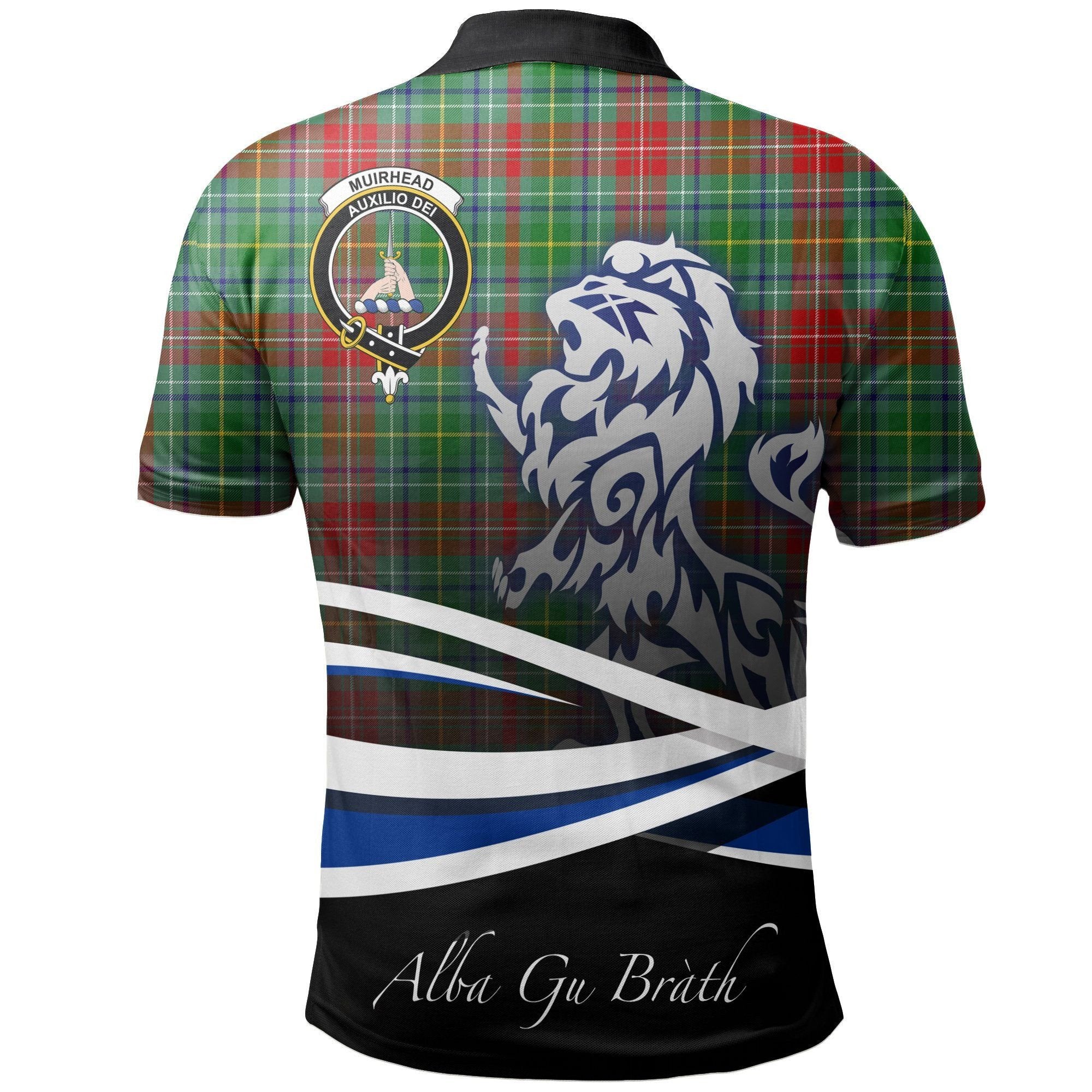 Muirhead Clan Polo Shirt, Scottish Tartan Muirhead Clans Polo Shirt Crest Lion Style