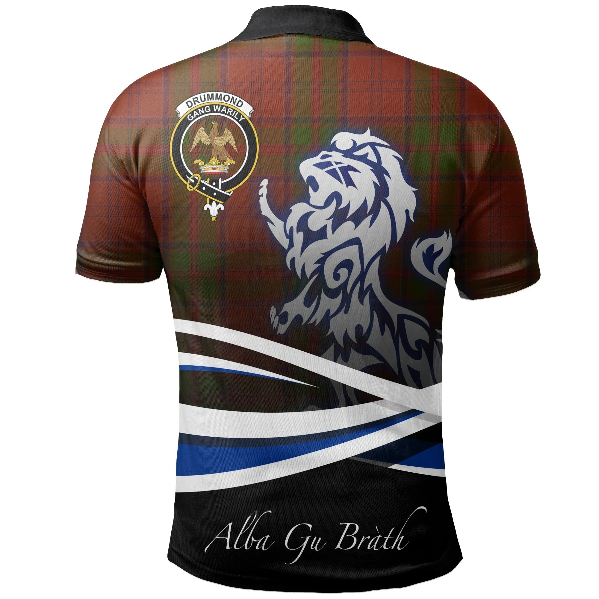 Drummond Clan Clan Polo Shirt, Scottish Tartan Drummond Clan Clans Polo Shirt Crest Lion Style