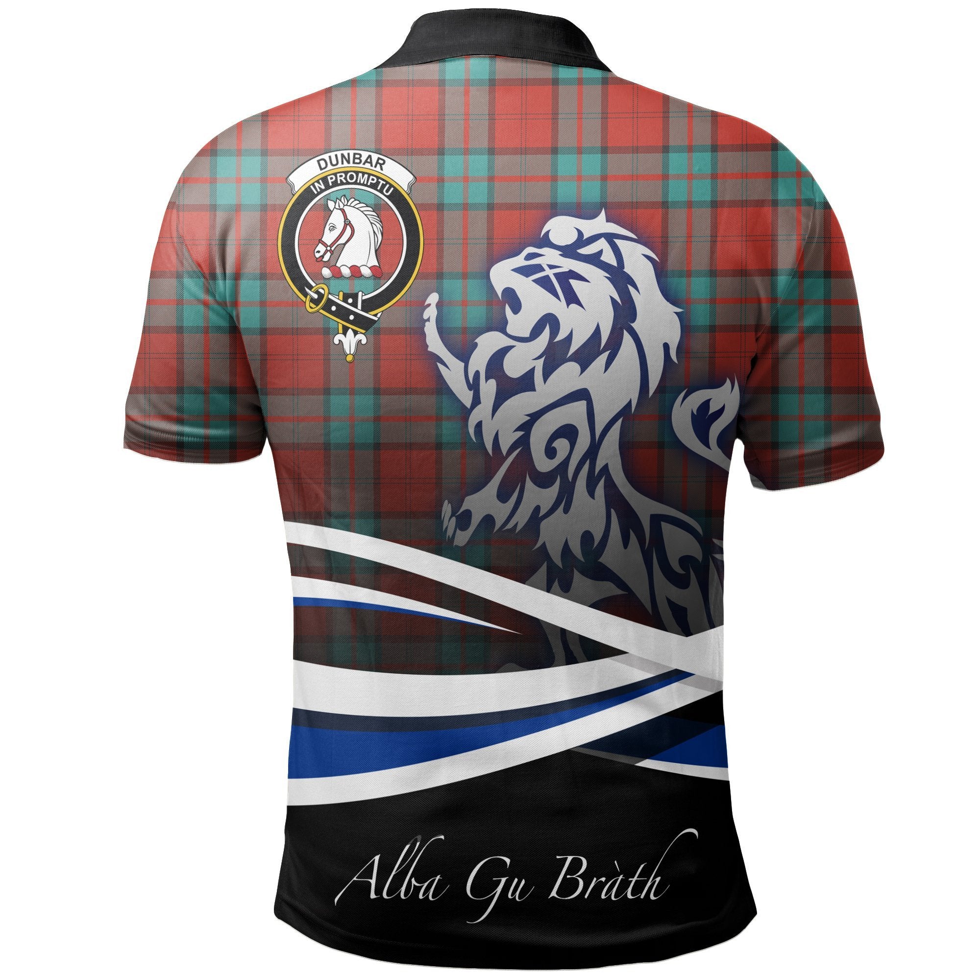 Dunbar Ancient Clan Polo Shirt, Scottish Tartan Dunbar Ancient Clans Polo Shirt Crest Lion Style