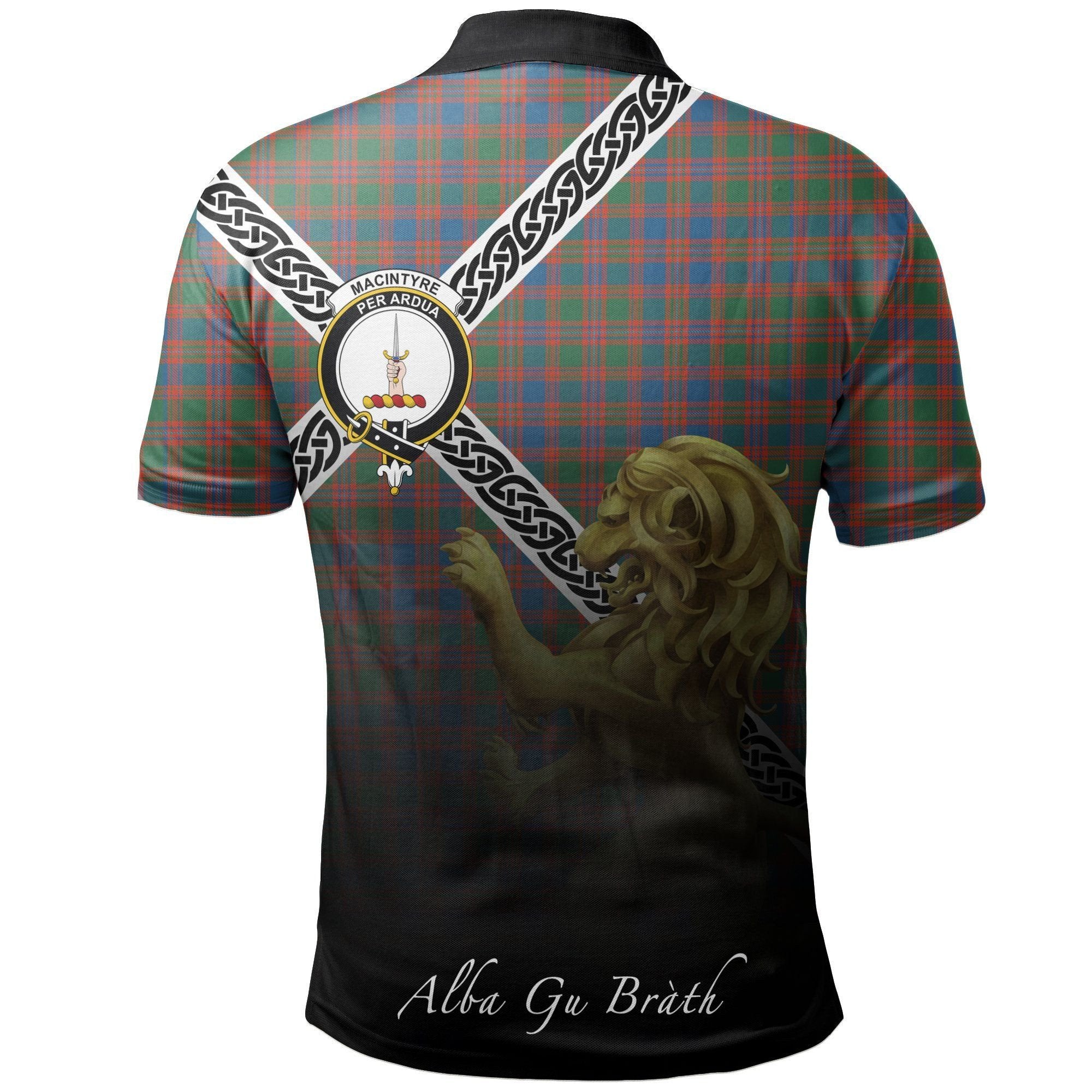 MacIntyre Ancient Clan Polo Shirt, Scottish Tartan MacIntyre Ancient Clans Polo Shirt Celtic Lion Style