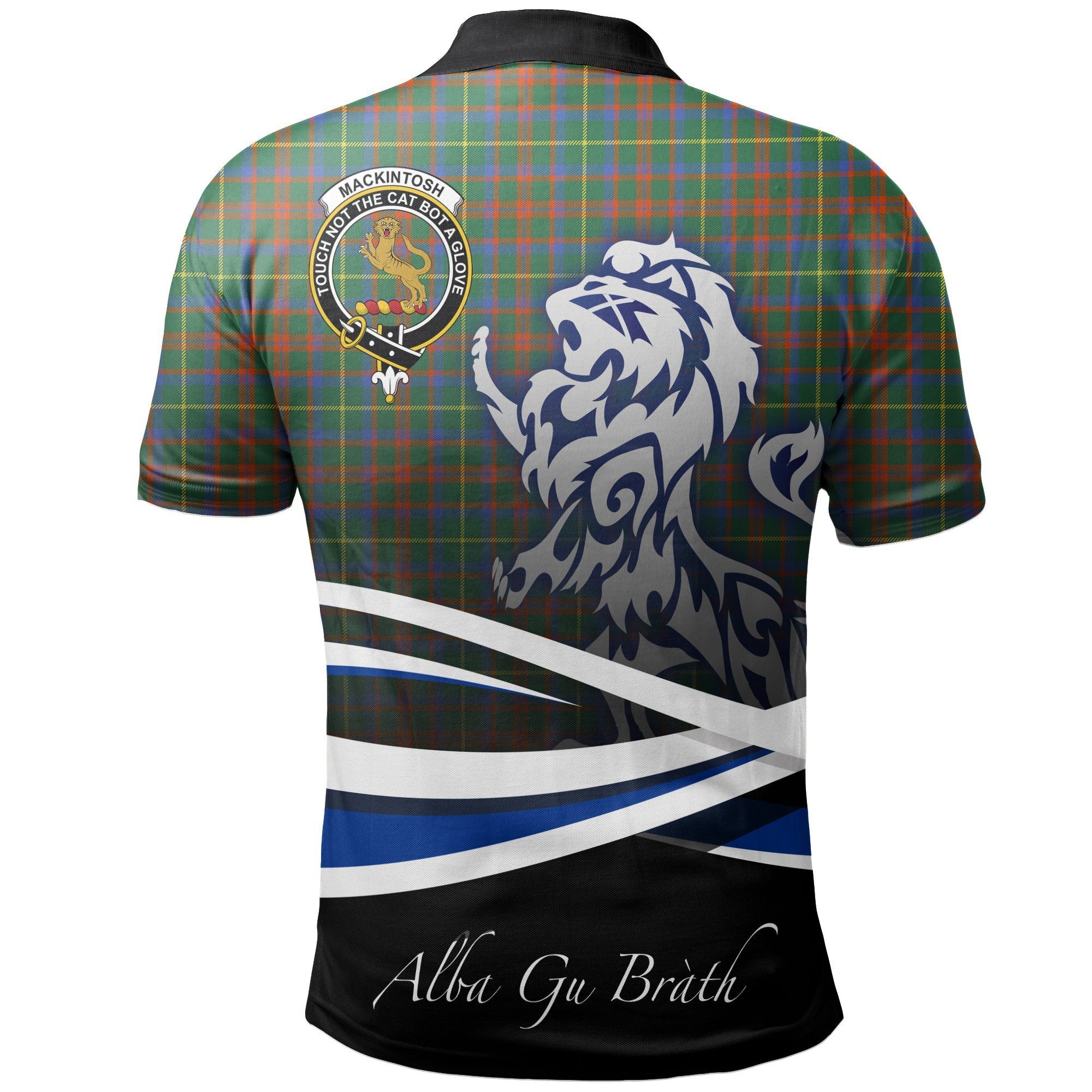 MacKintosh Hunting Ancient Clan Polo Shirt, Scottish Tartan MacKintosh Hunting Ancient Clans Polo Shirt Crest Lion Style