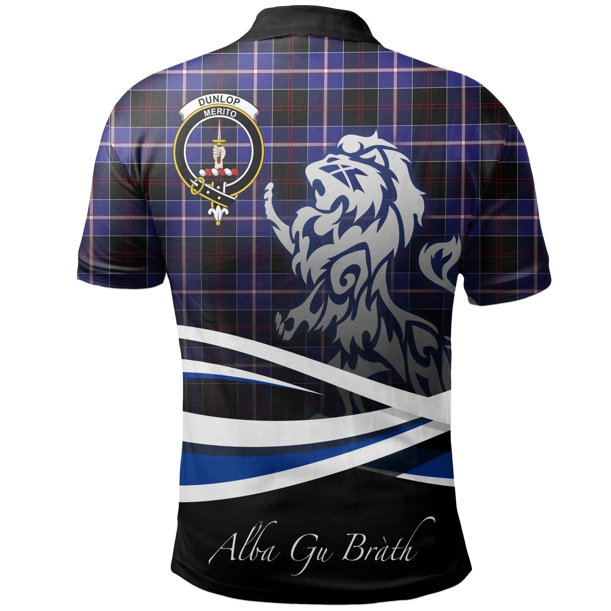 Dunlop Modern Clan Polo Shirt, Scottish Tartan Dunlop Modern Clans Polo Shirt Crest Lion Style