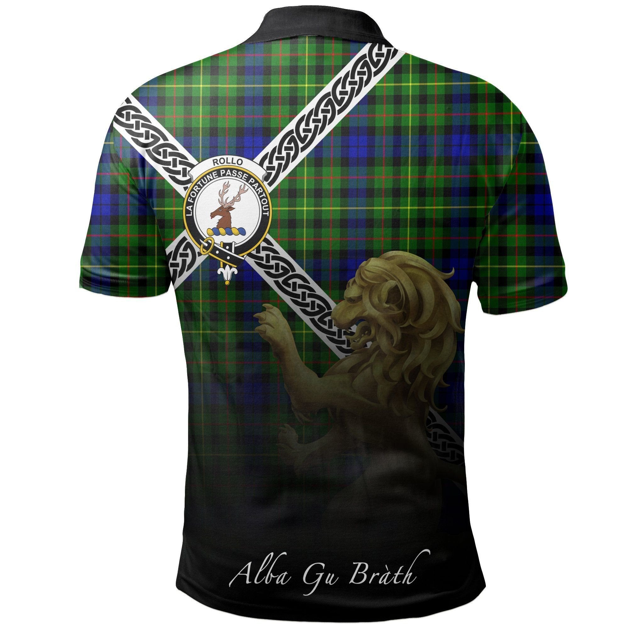 Rollo Modern Clan Polo Shirt, Scottish Tartan Rollo Modern Clans Polo Shirt Celtic Lion Style