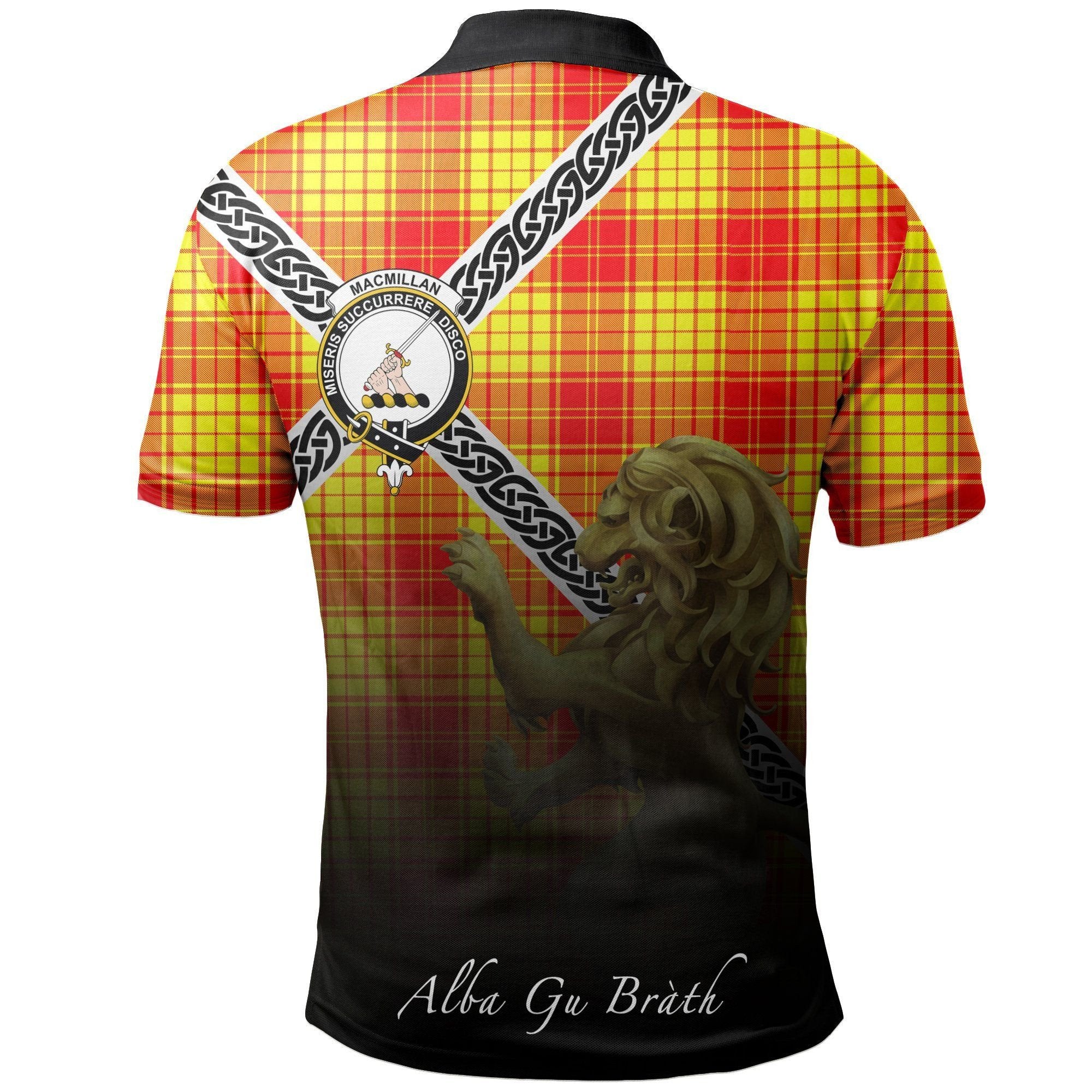 MacMillan Clan Clan Polo Shirt, Scottish Tartan MacMillan Clan Clans Polo Shirt Celtic Lion Style