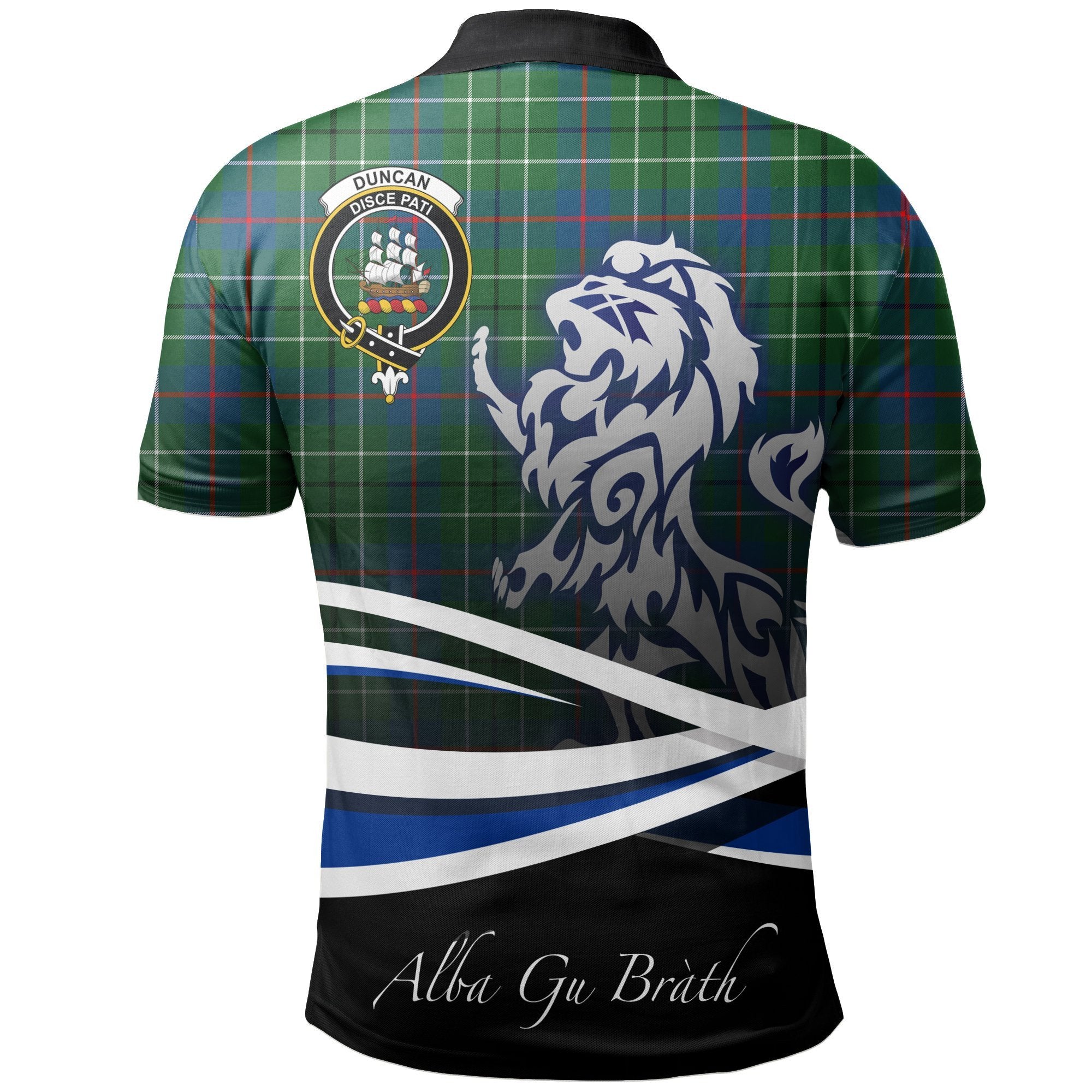 Duncan Ancient Clan Polo Shirt, Scottish Tartan Duncan Ancient Clans Polo Shirt Crest Lion Style
