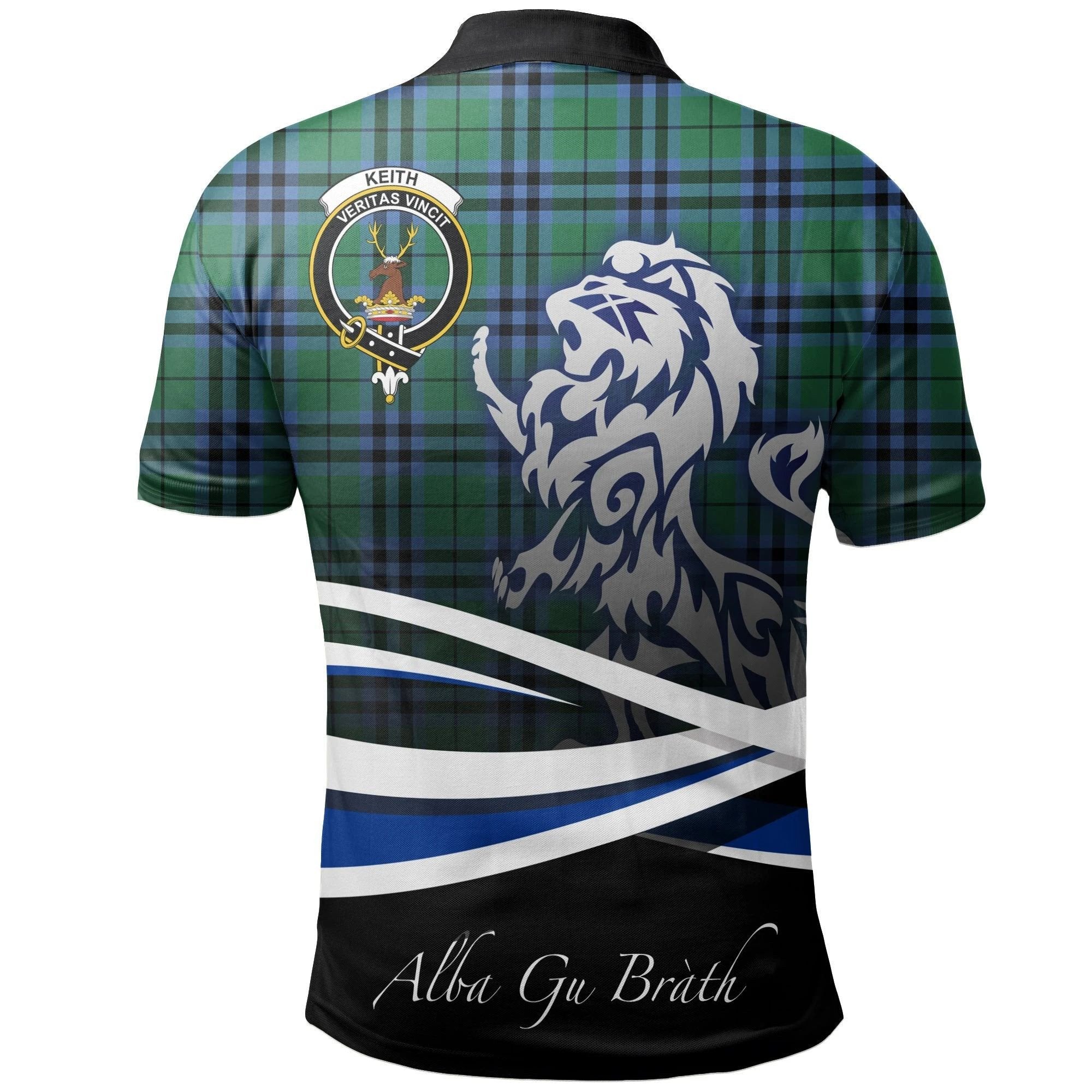 Keith Ancient Clan Polo Shirt, Scottish Tartan Keith Ancient Clans Polo Shirt Crest Lion Style