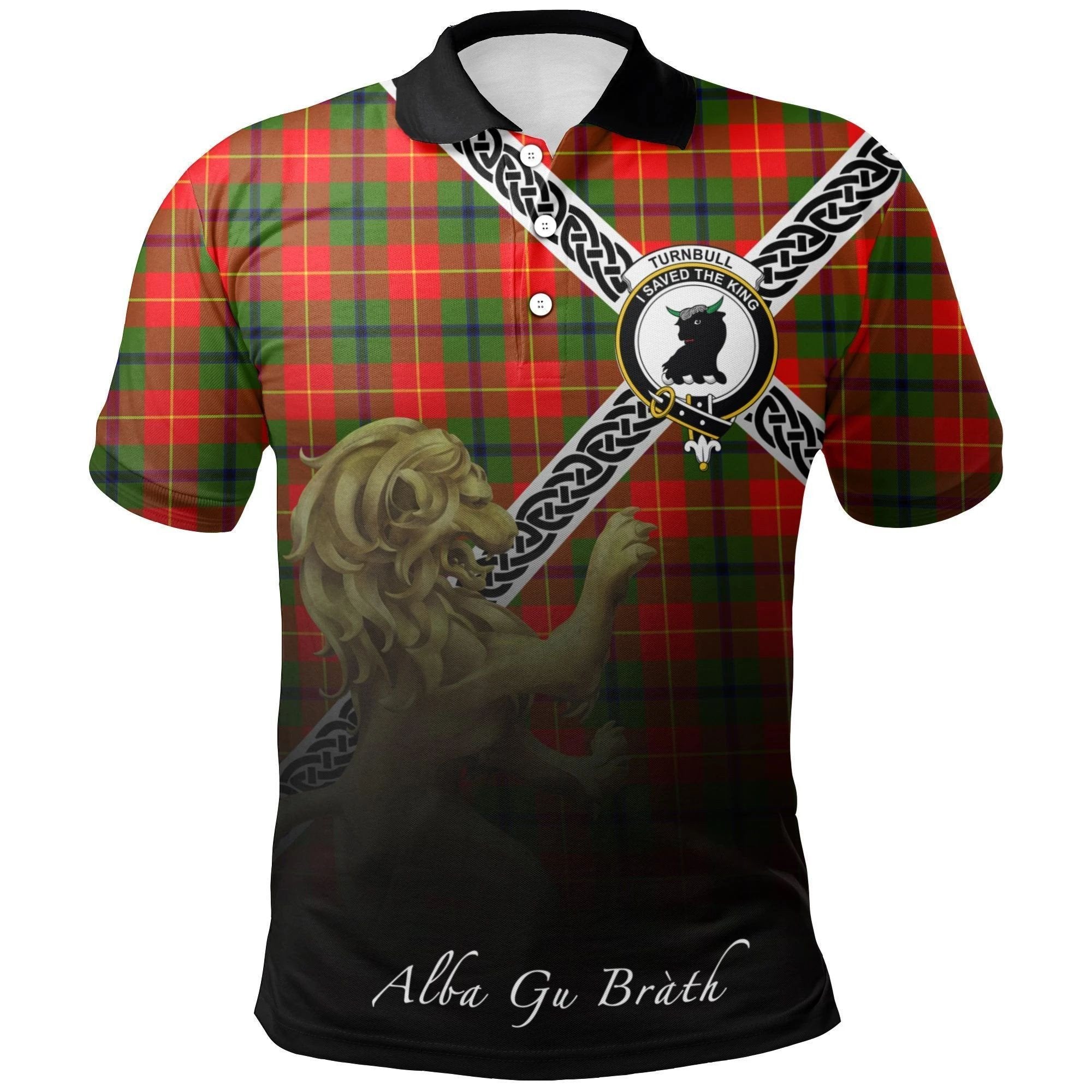 Turnbull Dress Clan Polo Shirt, Scottish Tartan Turnbull Dress Clans Polo Shirt Celtic Lion Style