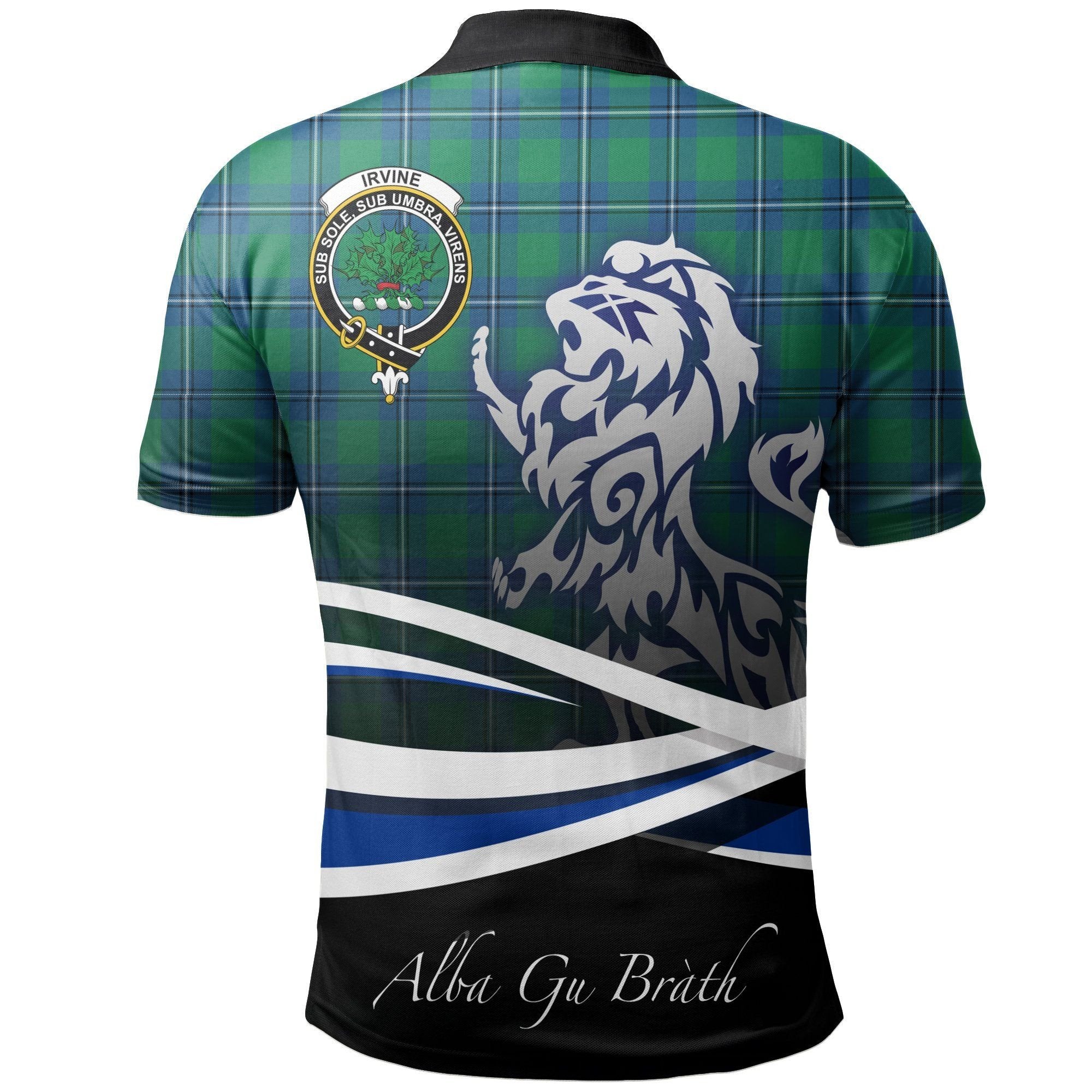 Irvine Ancient Clan Polo Shirt, Scottish Tartan Irvine Ancient Clans Polo Shirt Crest Lion Style