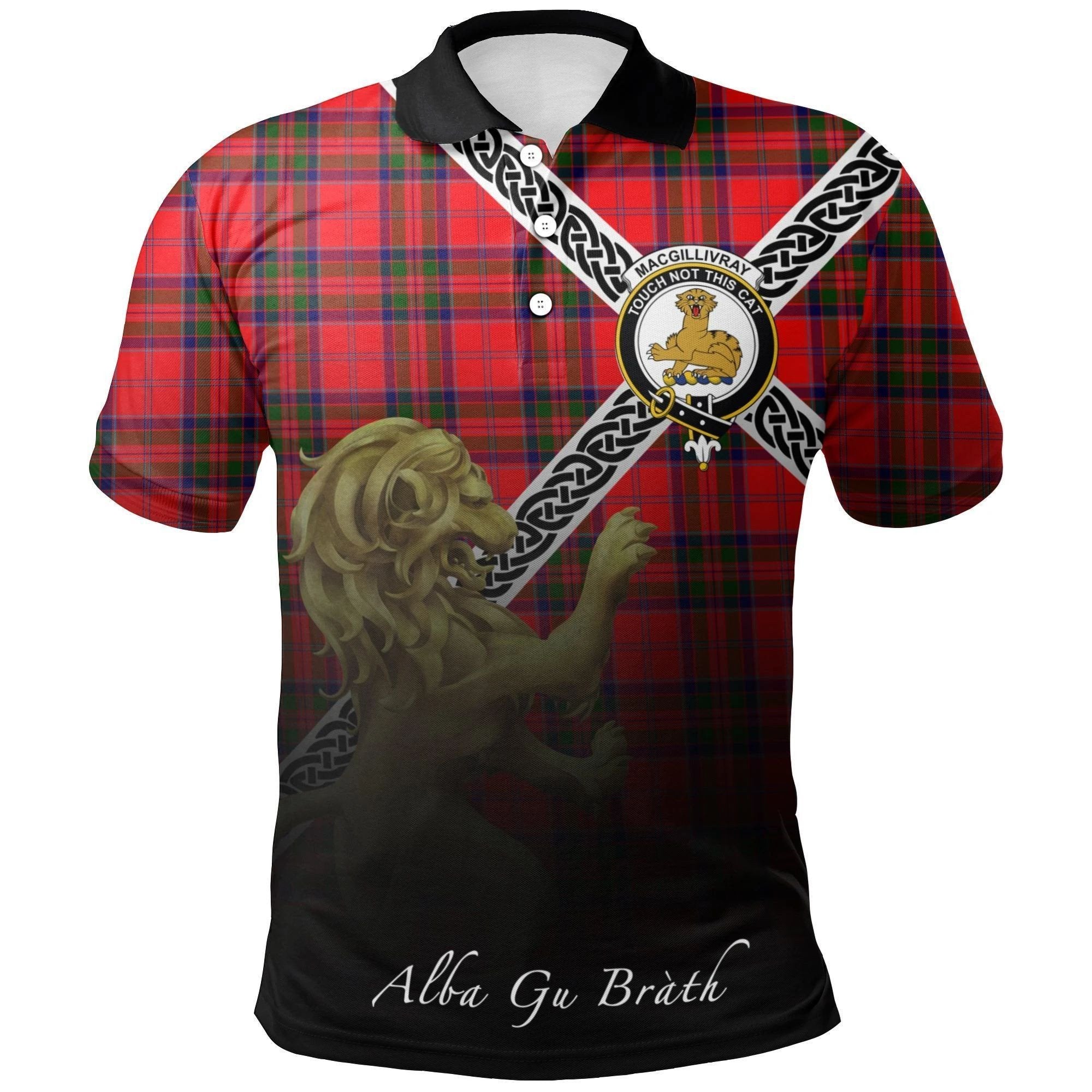 MacGillivray Modern Clan Polo Shirt, Scottish Tartan MacGillivray Modern Clans Polo Shirt Celtic Lion Style