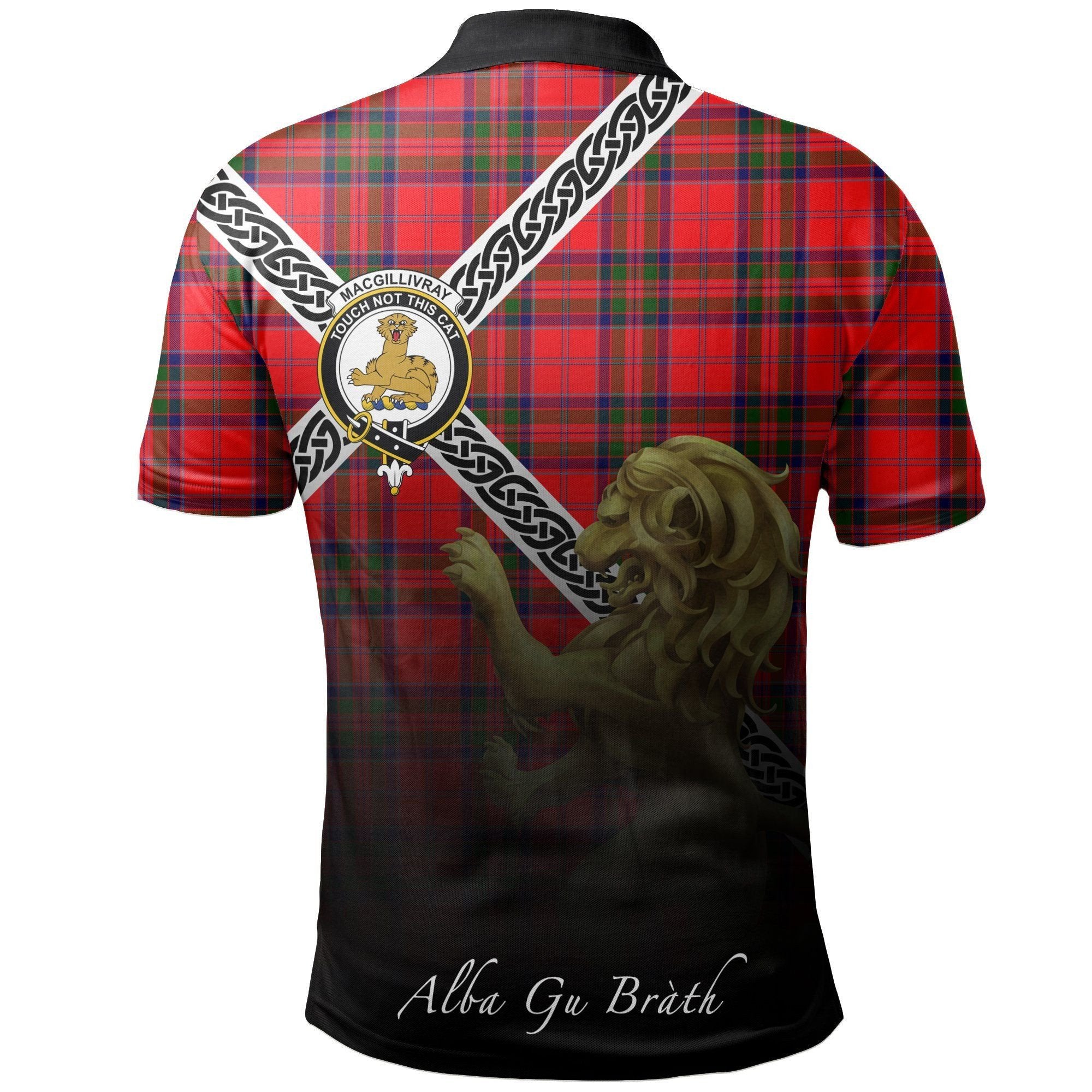 MacGillivray Modern Clan Polo Shirt, Scottish Tartan MacGillivray Modern Clans Polo Shirt Celtic Lion Style