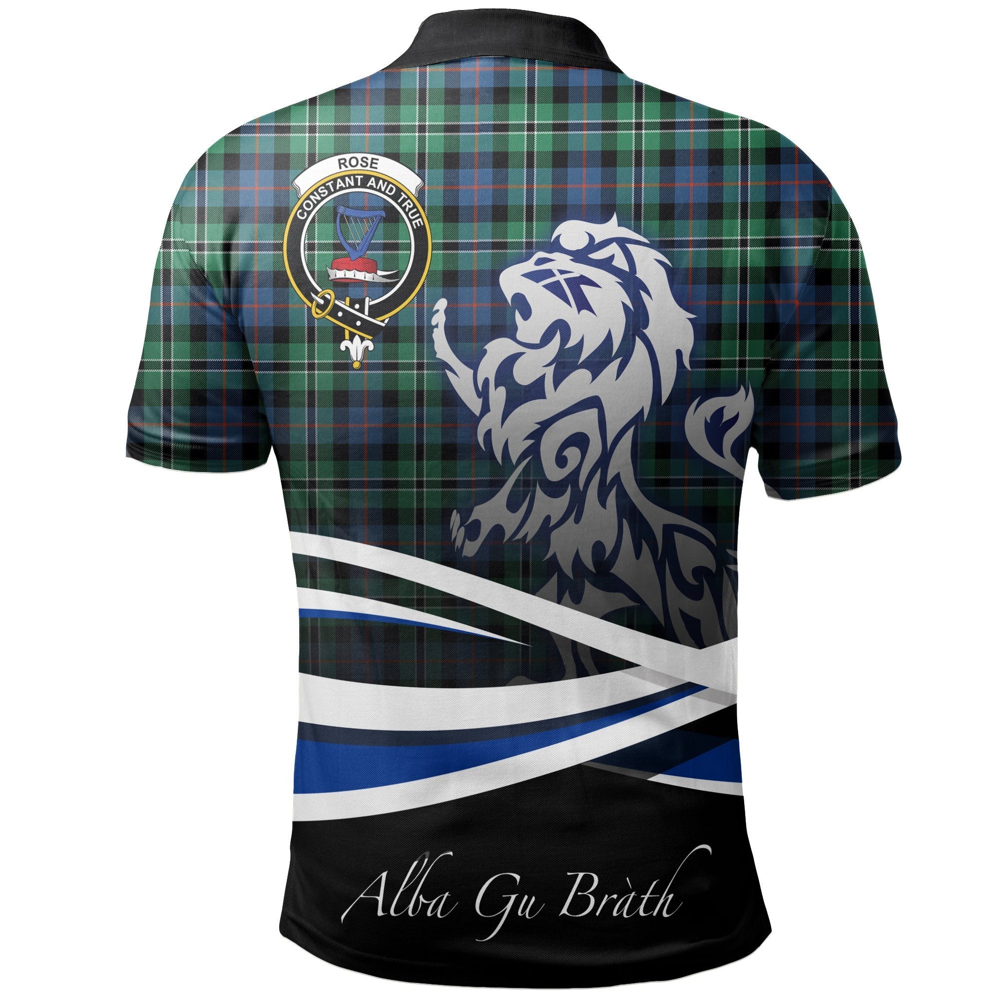 Rose Hunting Ancient Clan Polo Shirt, Scottish Tartan Rose Hunting Ancient Clans Polo Shirt Crest Lion Style