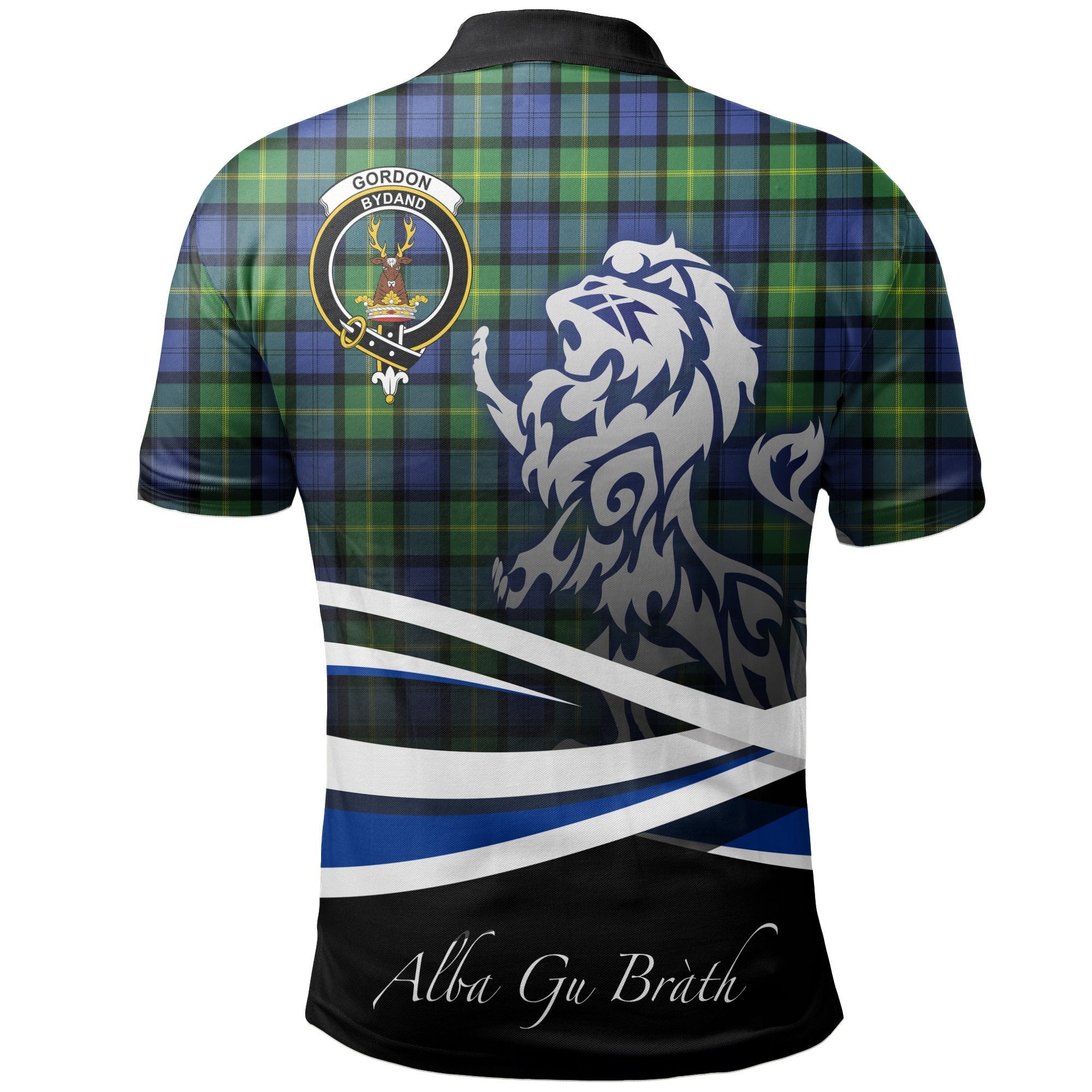 Gordon Old Ancient Clan Polo Shirt, Scottish Tartan Gordon Old Ancient Clans Polo Shirt Crest Lion Style