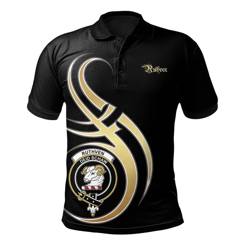 Ruthven Clan Believe In Me Polo Shirt - All Black Version