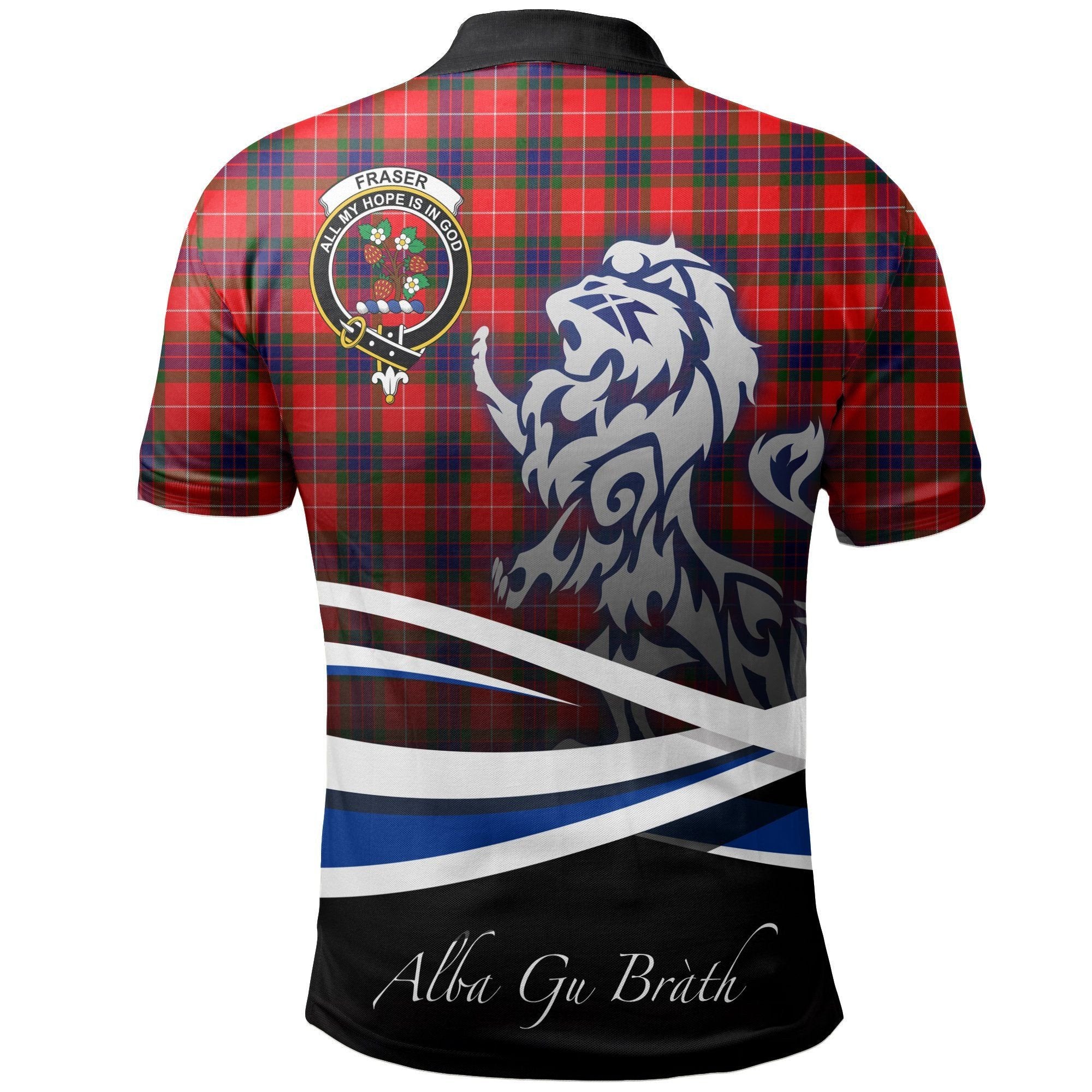 Fraser Modern Clan Polo Shirt, Scottish Tartan Fraser Modern Clans Polo Shirt Crest Lion Style