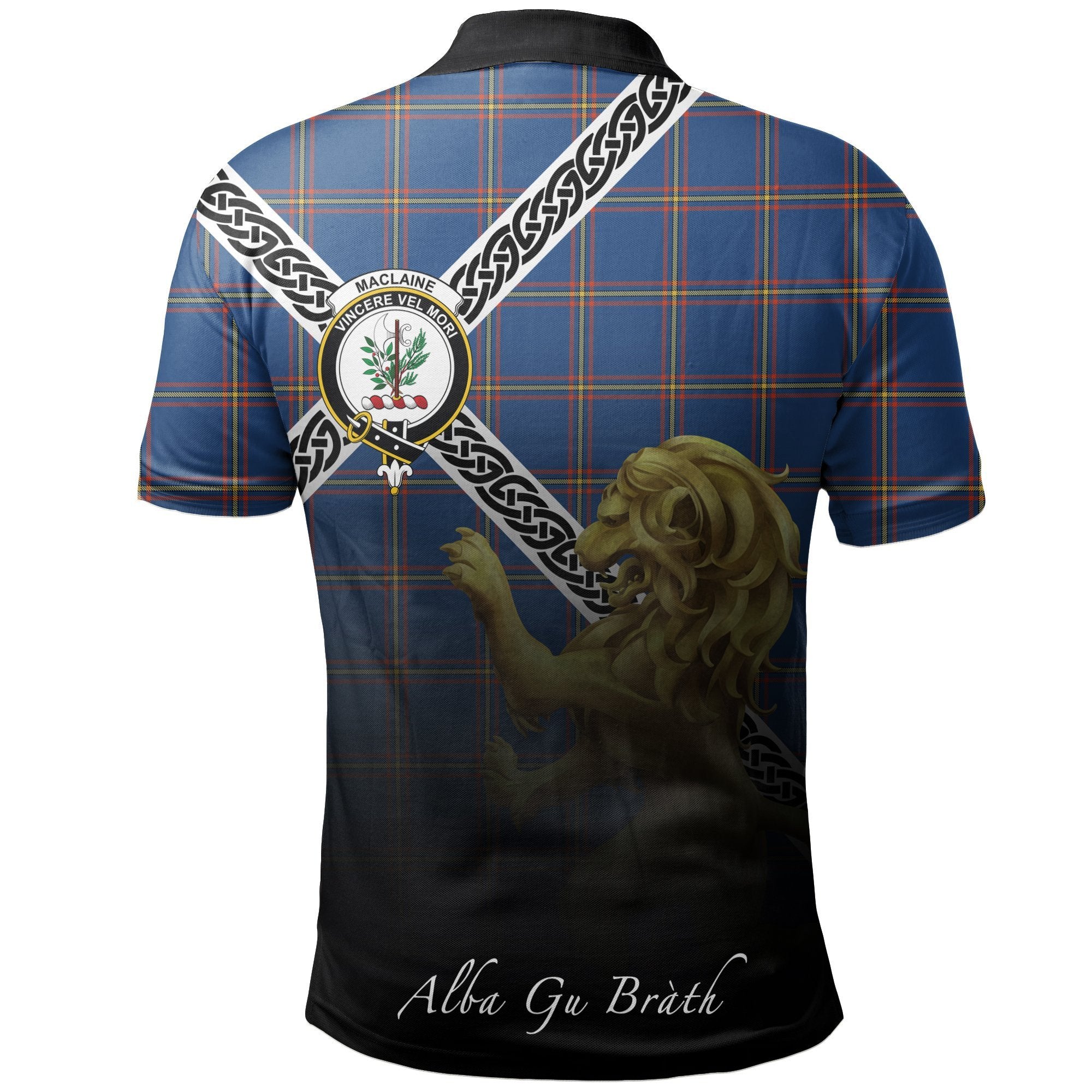 MacLaine of Loch Buie Hunting Ancient Clan Polo Shirt, Scottish Tartan MacLaine of Loch Buie Hunting Ancient Clans Polo Shirt Celtic Lion Style