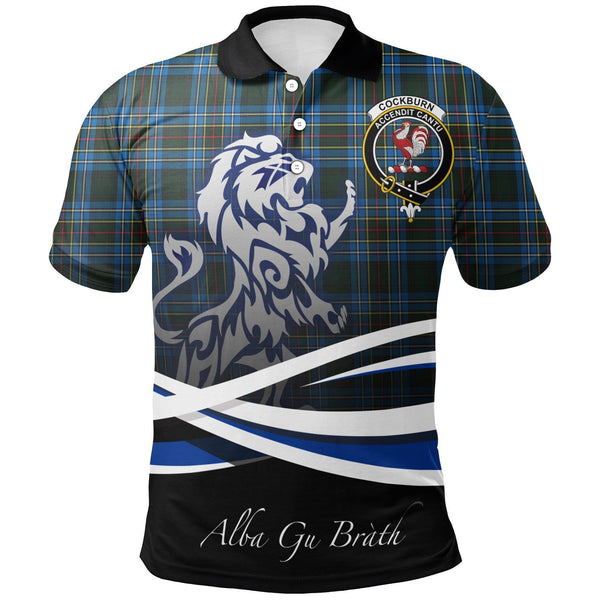 Cockburn Modern Clan Polo Shirt, Scottish Tartan Cockburn Modern Clans Polo Shirt Crest Lion Style