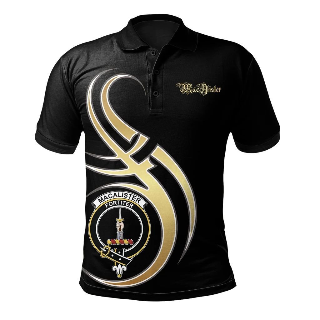 MacAlister Clan Believe In Me Polo Shirt - All Black Version