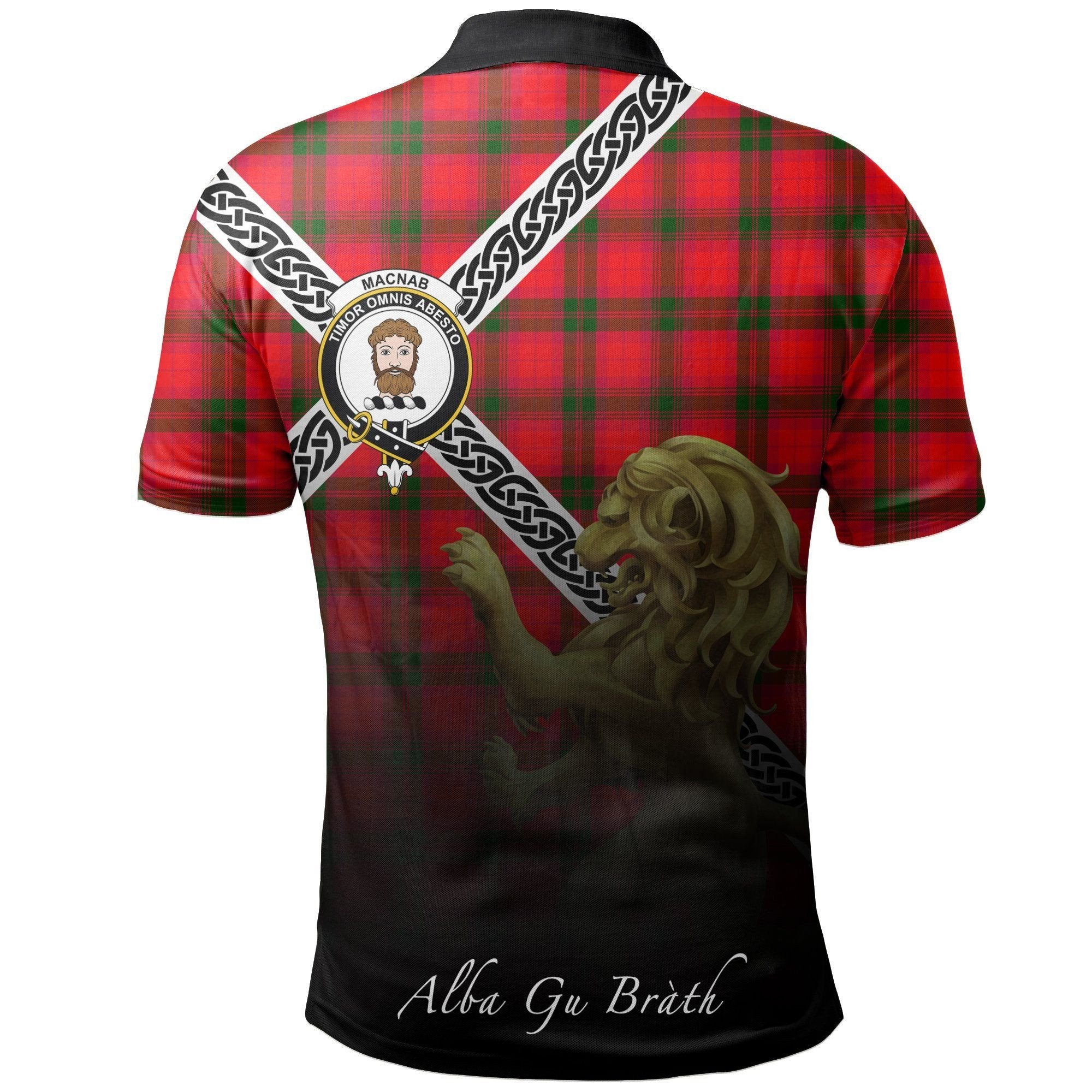 MacNab Modern Clan Polo Shirt, Scottish Tartan MacNab Modern Clans Polo Shirt Celtic Lion Style