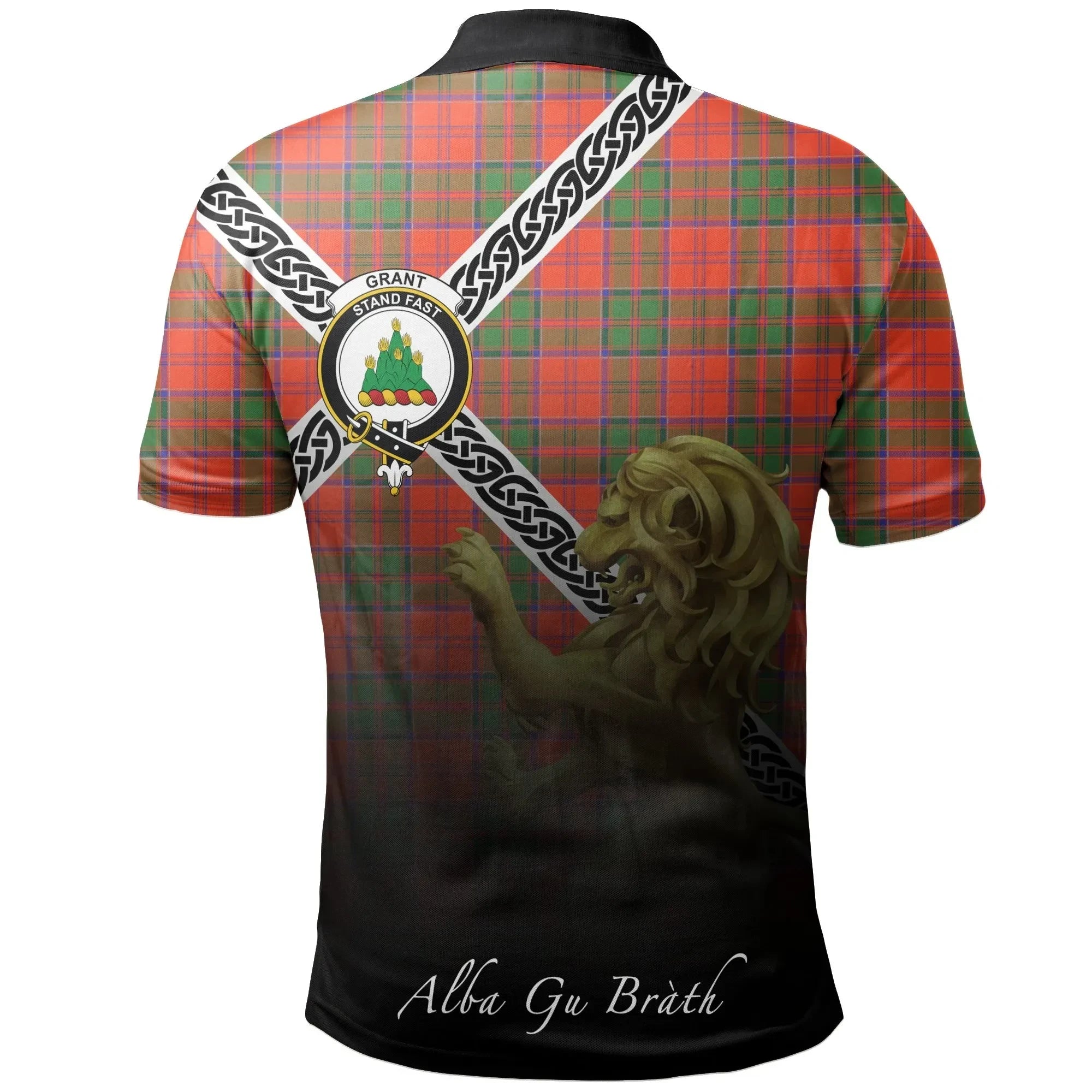 Grant Ancient Clan Polo Shirt, Scottish Tartan Grant Ancient Clans Polo Shirt Celtic Lion Style