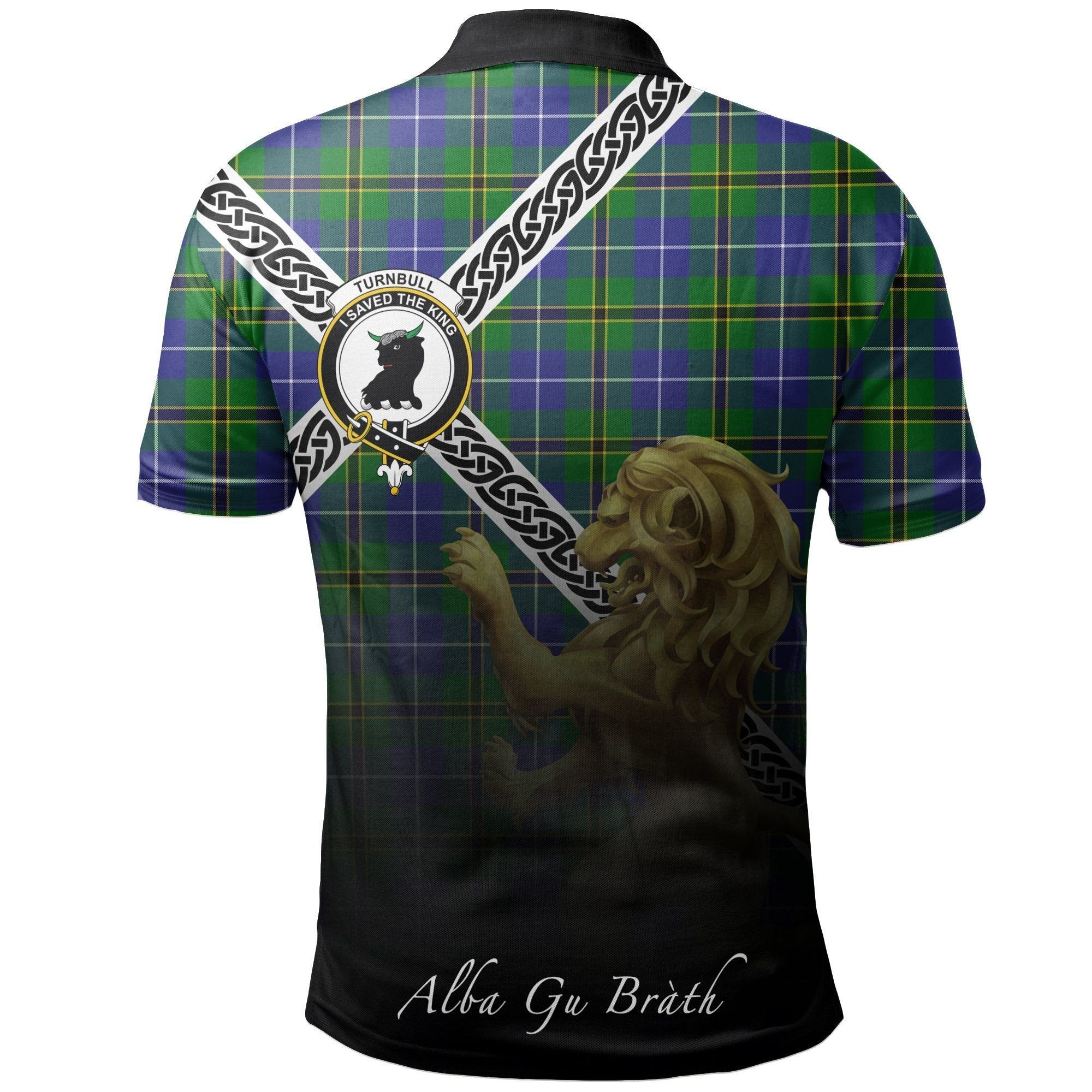 Turnbull Hunting Clan Polo Shirt, Scottish Tartan Turnbull Hunting Clans Polo Shirt Celtic Lion Style