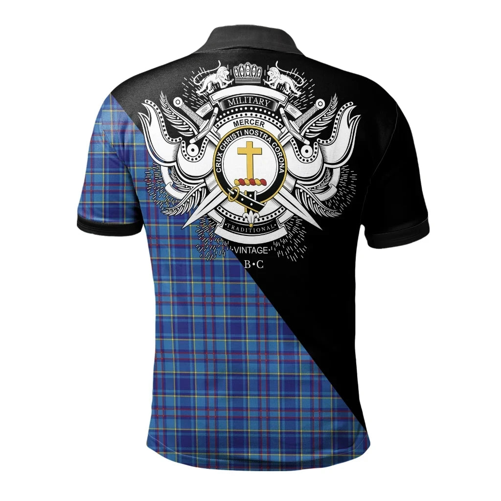 Mercer Modern Clan Polo Shirt, Scottish Tartan Mercer Modern Clans Polo Shirt Military Style