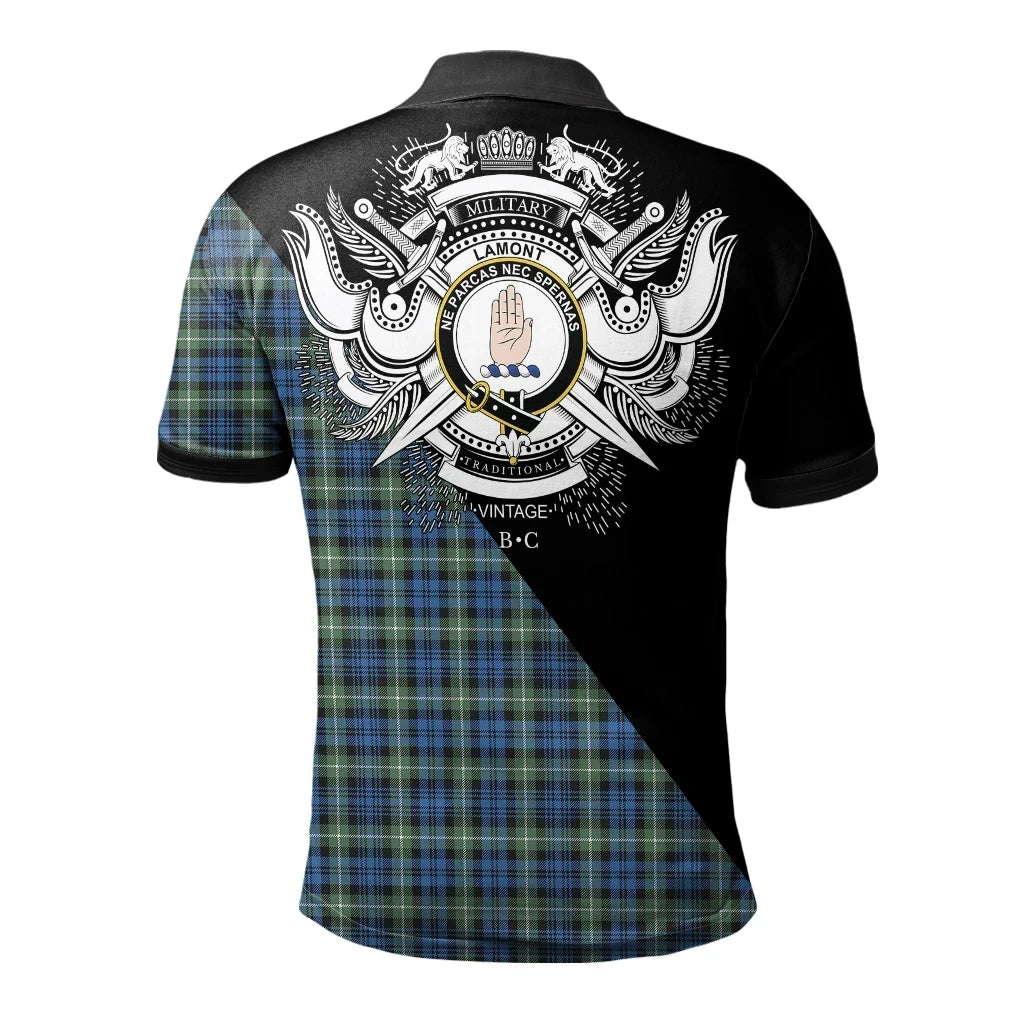 Lamont Ancient Clan Polo Shirt, Scottish Tartan Lamont Ancient Clans Polo Shirt Military Style