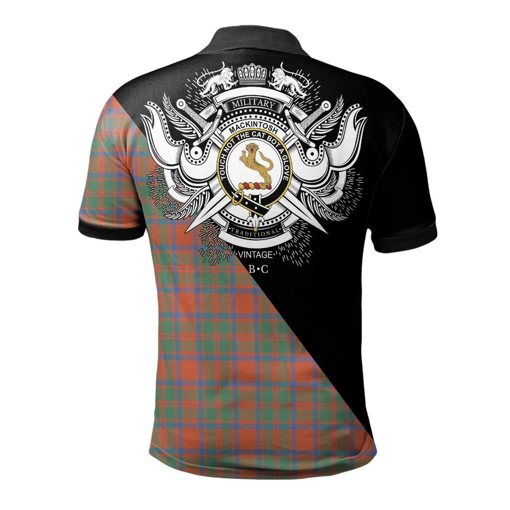 MacKintosh Ancient Clan Polo Shirt, Scottish Tartan MacKintosh Ancient Clans Polo Shirt Military Style
