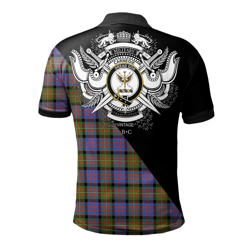 Carnegie Ancient Clan Polo Shirt, Scottish Tartan Carnegie Ancient Clans Polo Shirt Military Style