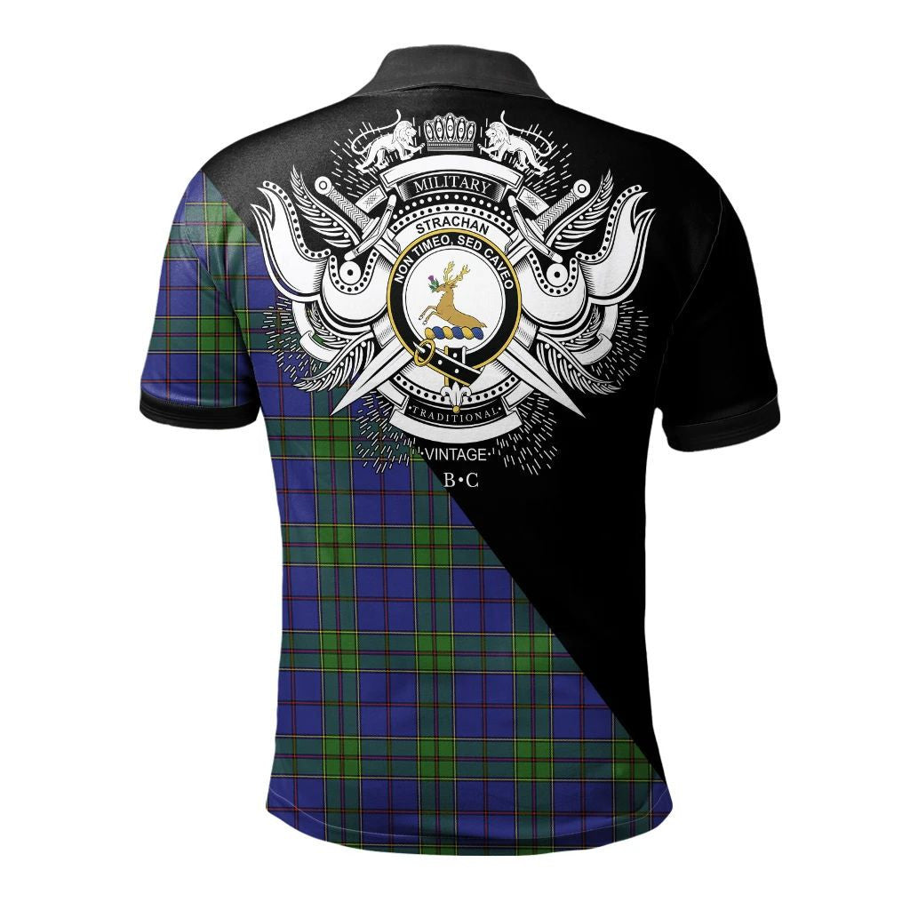 Strachan Clan Polo Shirt, Scottish Tartan Strachan Clans Polo Shirt Military Style