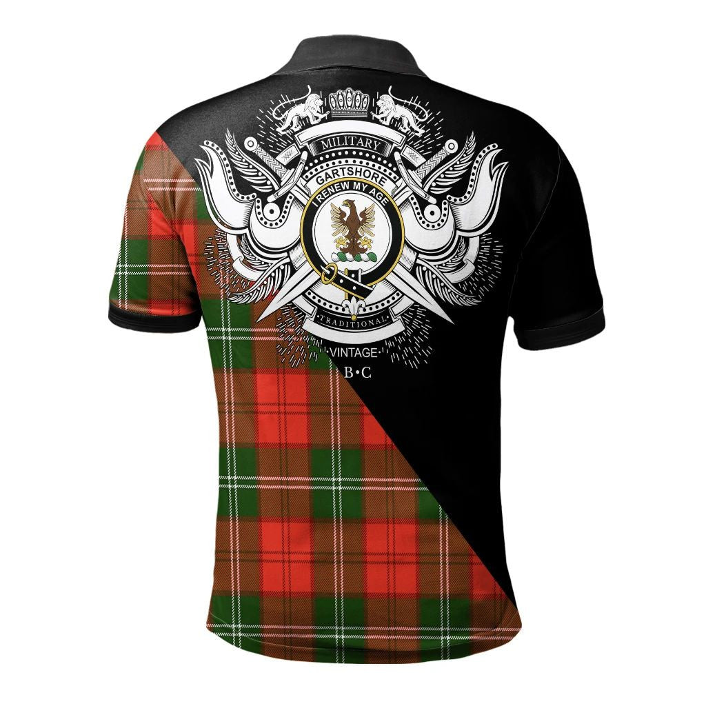 Gartshore Clan Polo Shirt, Scottish Tartan Gartshore Clans Polo Shirt Military Style