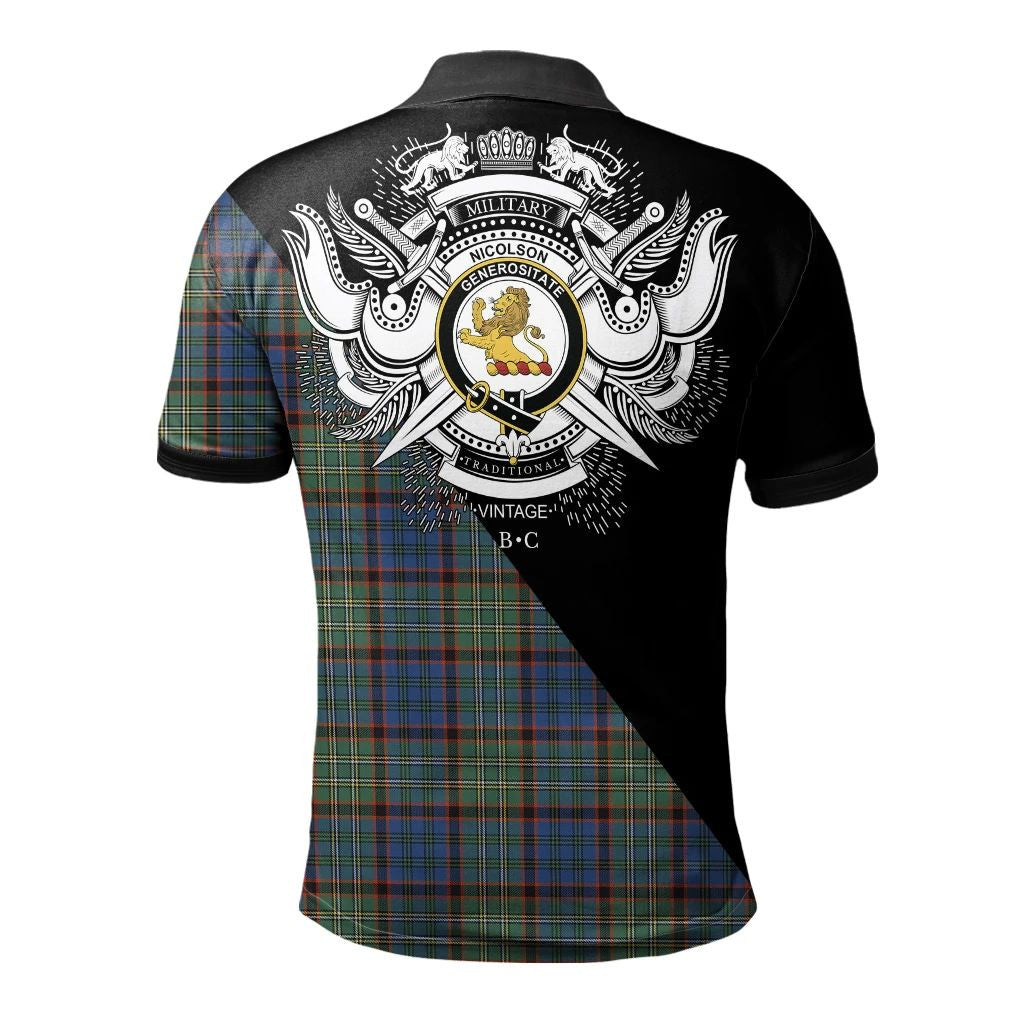 Nicolson Hunting Ancient Clan Polo Shirt, Scottish Tartan Nicolson Hunting Ancient Clans Polo Shirt Military Style