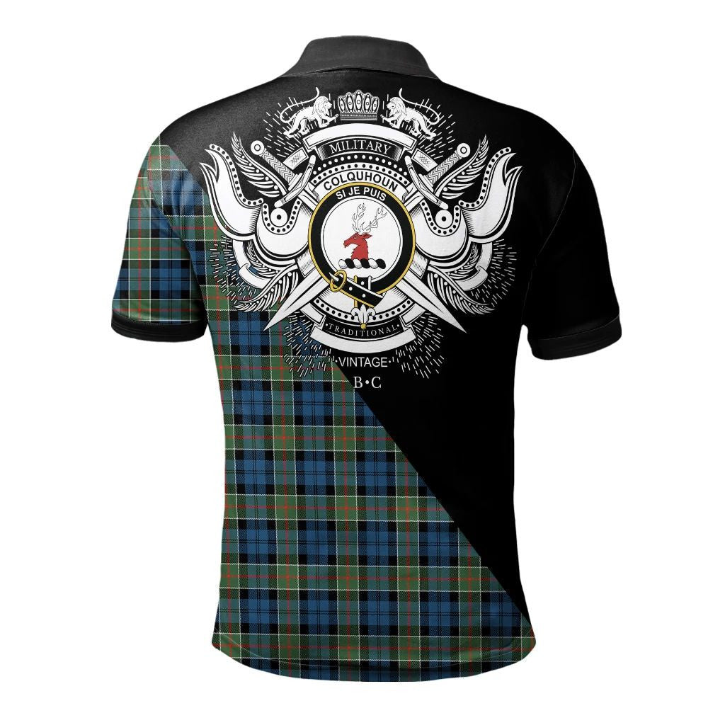 Colquhoun Ancient Clan Polo Shirt, Scottish Tartan Colquhoun Ancient Clans Polo Shirt Military Style