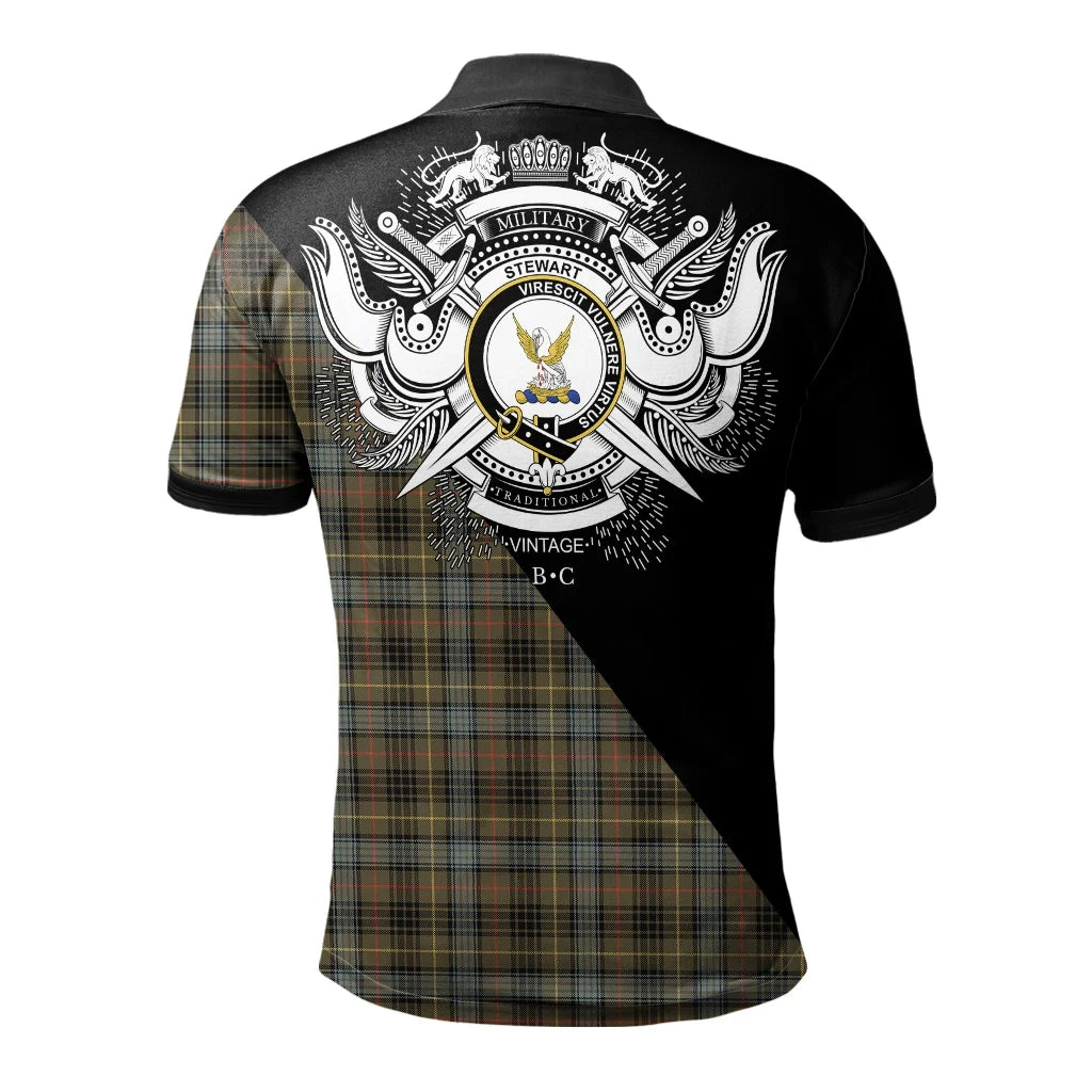 Stewart Hunting Weathered Clan Polo Shirt, Scottish Tartan Stewart Hunting Weathered Clans Polo Shirt Military Style