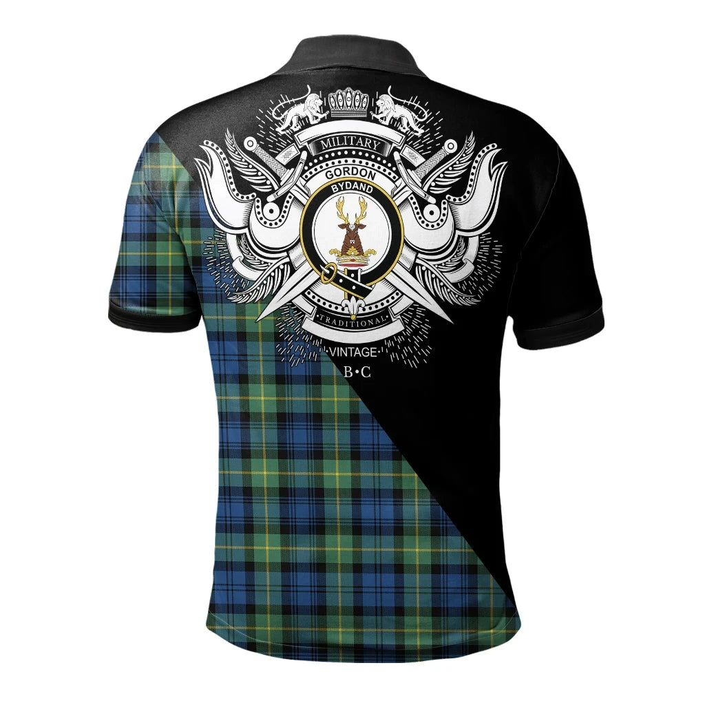 Gordon Ancient Clan Polo Shirt, Scottish Tartan Gordon Ancient Clans Polo Shirt Military Style