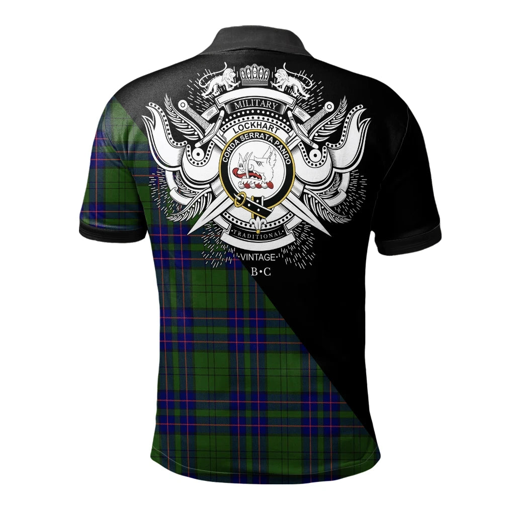 Lockhart Modern Clan Polo Shirt, Scottish Tartan Lockhart Modern Clans Polo Shirt Military Style