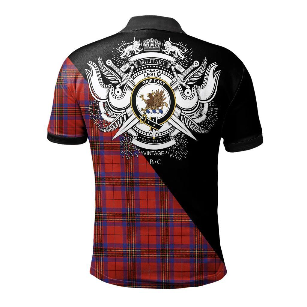 Leslie Modern Clan Polo Shirt, Scottish Tartan Leslie Modern Clans Polo Shirt Military Style