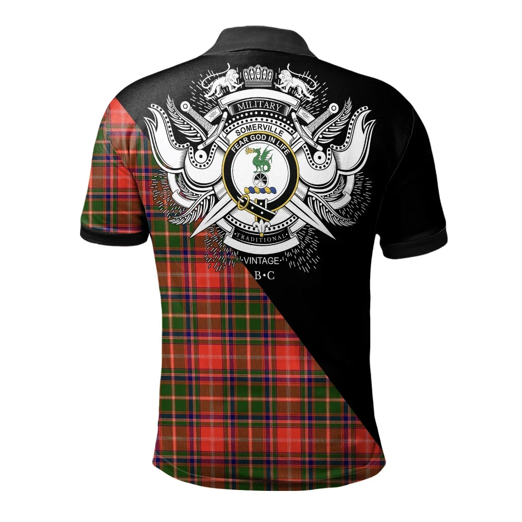 Somerville Modern Clan Polo Shirt, Scottish Tartan Somerville Modern Clans Polo Shirt Military Style