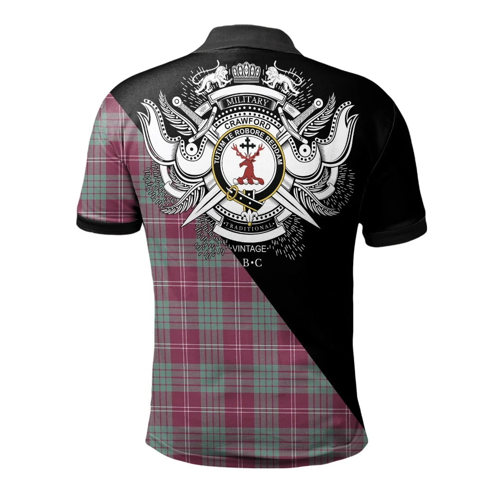 Crawford Ancient Clan Polo Shirt, Scottish Tartan Crawford Ancient Clans Polo Shirt Military Style