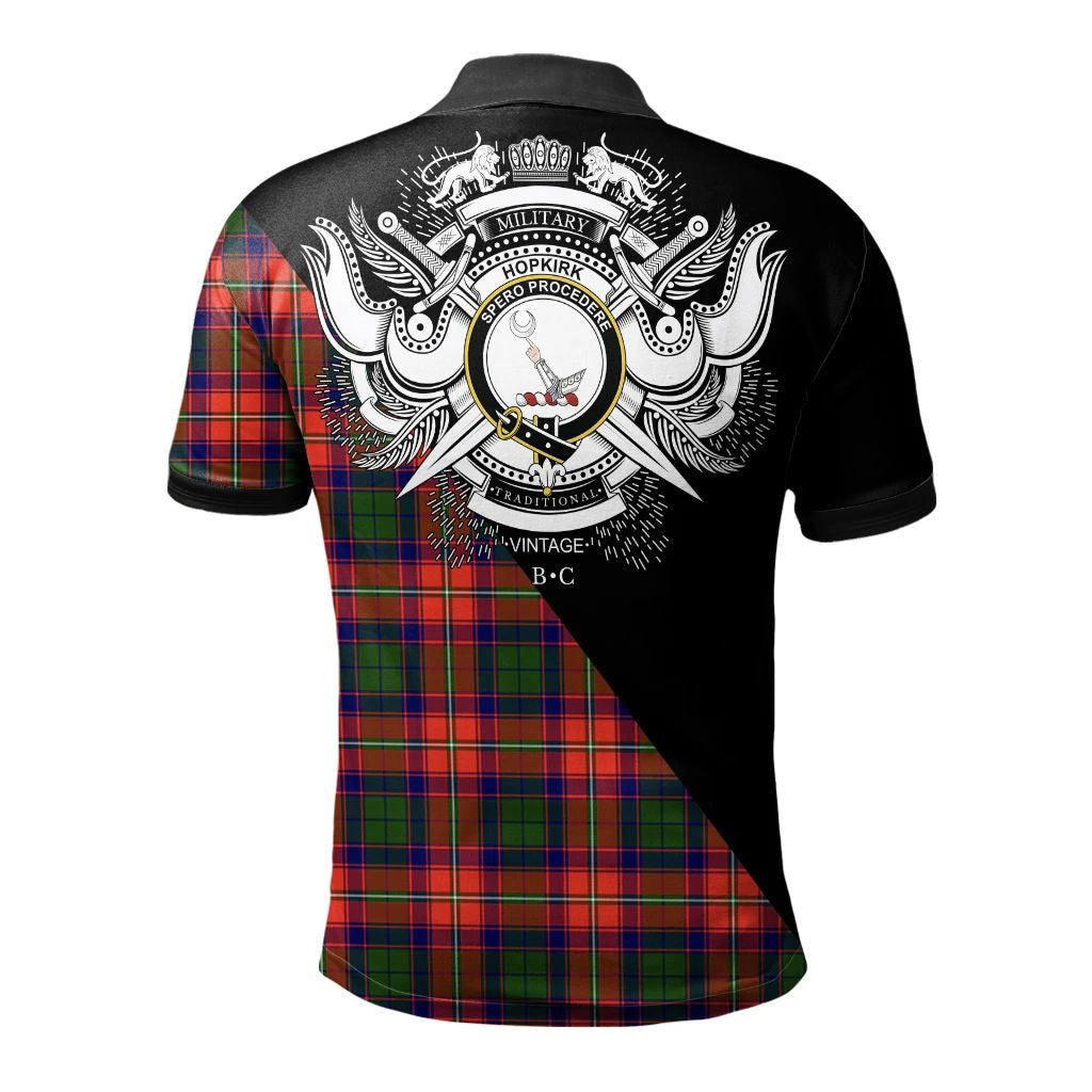 Hopkirk Clan Polo Shirt, Scottish Tartan Hopkirk Clans Polo Shirt Military Style
