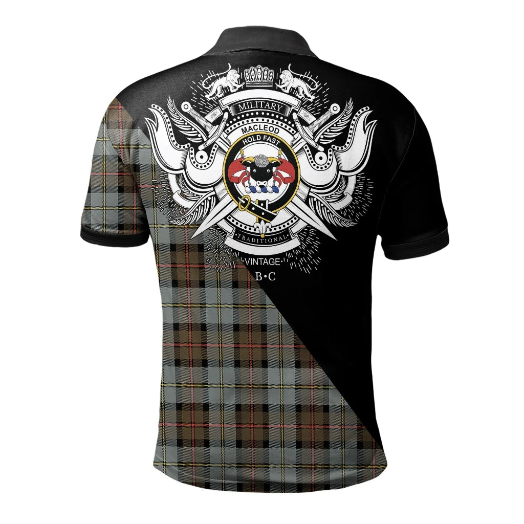 MacLeod of Harris Weathered Clan Polo Shirt, Scottish Tartan MacLeod of Harris Weathered Clans Polo Shirt Military Style