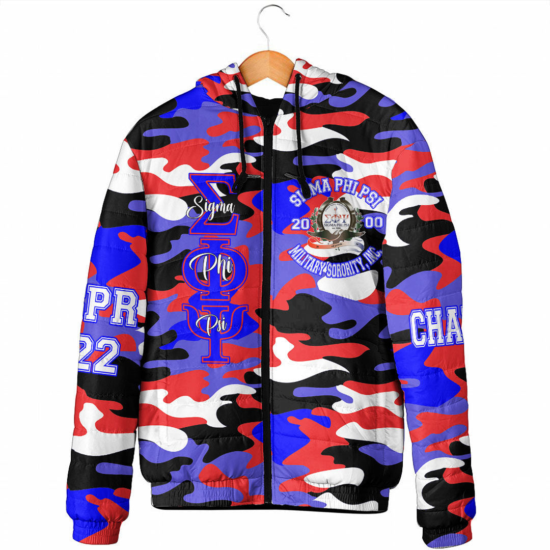 (Custom) Clothing - Sigma Phi Psi Camo Hooded Padded Jacket A35