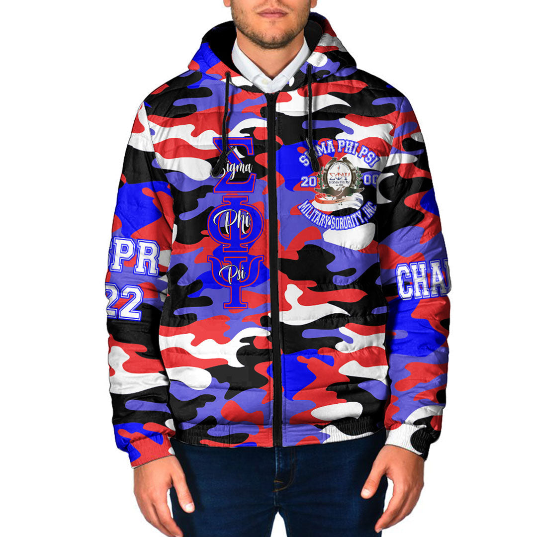 (Custom) Clothing - Sigma Phi Psi Camo Hooded Padded Jacket A35