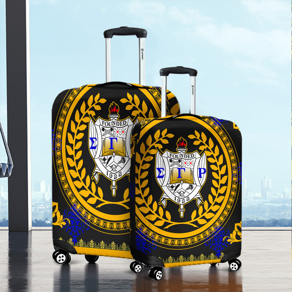 Sorority Luggage Cover - Floral Circle Sigma Gamma Rho Travel Suitcase Cover