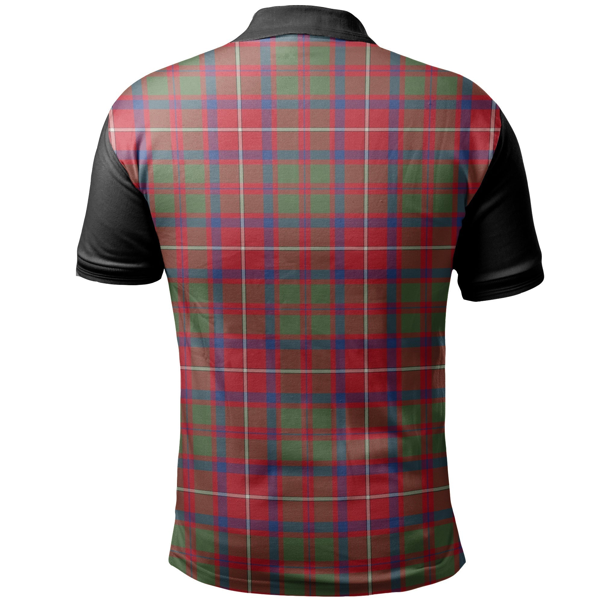 Shaw Red Modern Tartan Classic Polo Shirt Black Neck Style