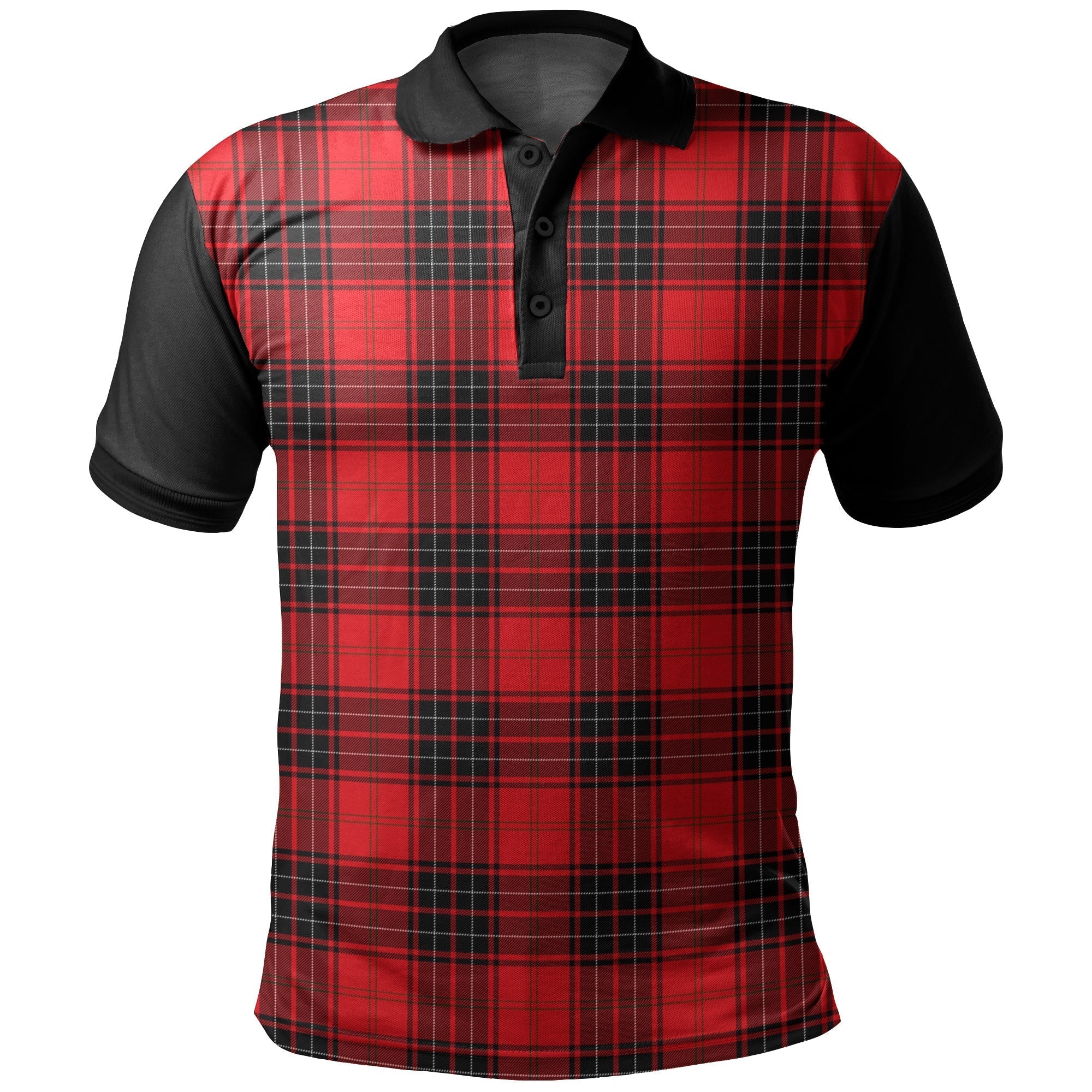 Wemyss Modern Tartan Classic Polo Shirt Black Neck Style
