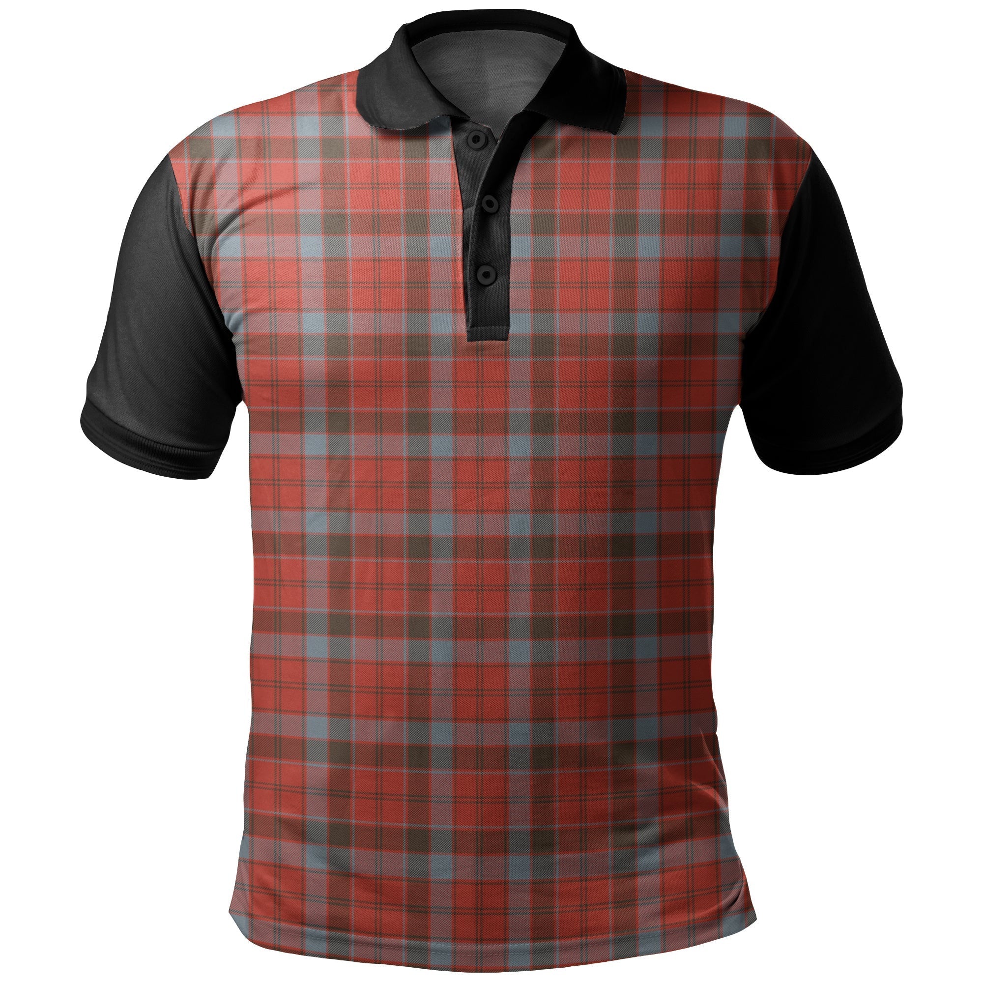 Robertson Weathered Tartan Classic Polo Shirt Black Neck Style